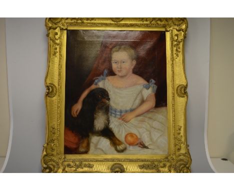19TH CENTURY ENGLISH SCHOOL, portrait of a girl and a Spaniel, oil on canvas, 64cm x 52cm