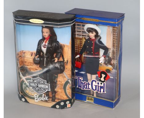 Eight Barbie dolls: two Grease, Harley Davidson &amp; others