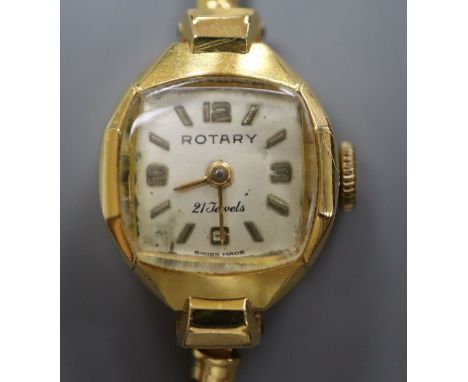 A lady's Rotary 18ct gold manual wind wrist watch, with Rotary box.