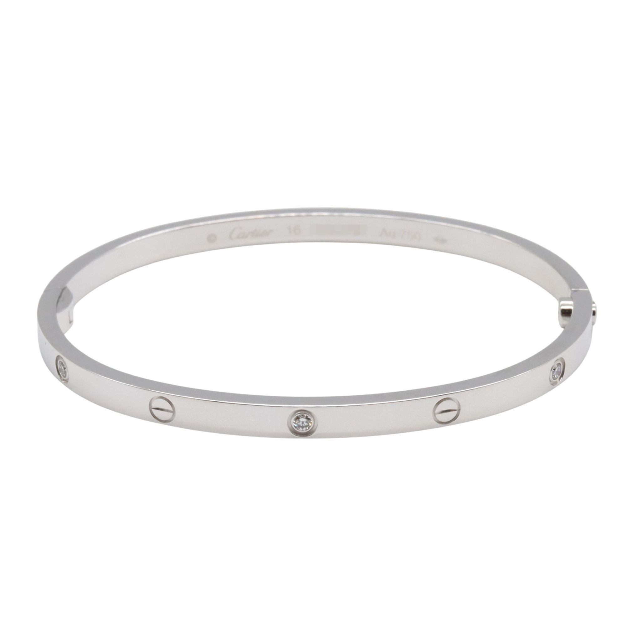 Cartier Love Bracelet SM 6PD Bracelet, 18K White Gold with Diamonds, Clear, Women's, B6047717