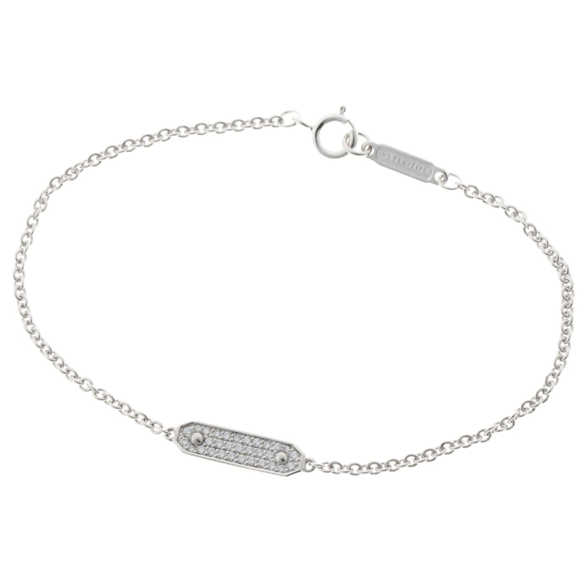 Tiffany & Co. Tag Chain Diamond Bracelet 18KWG Au750 White Gold J-159070