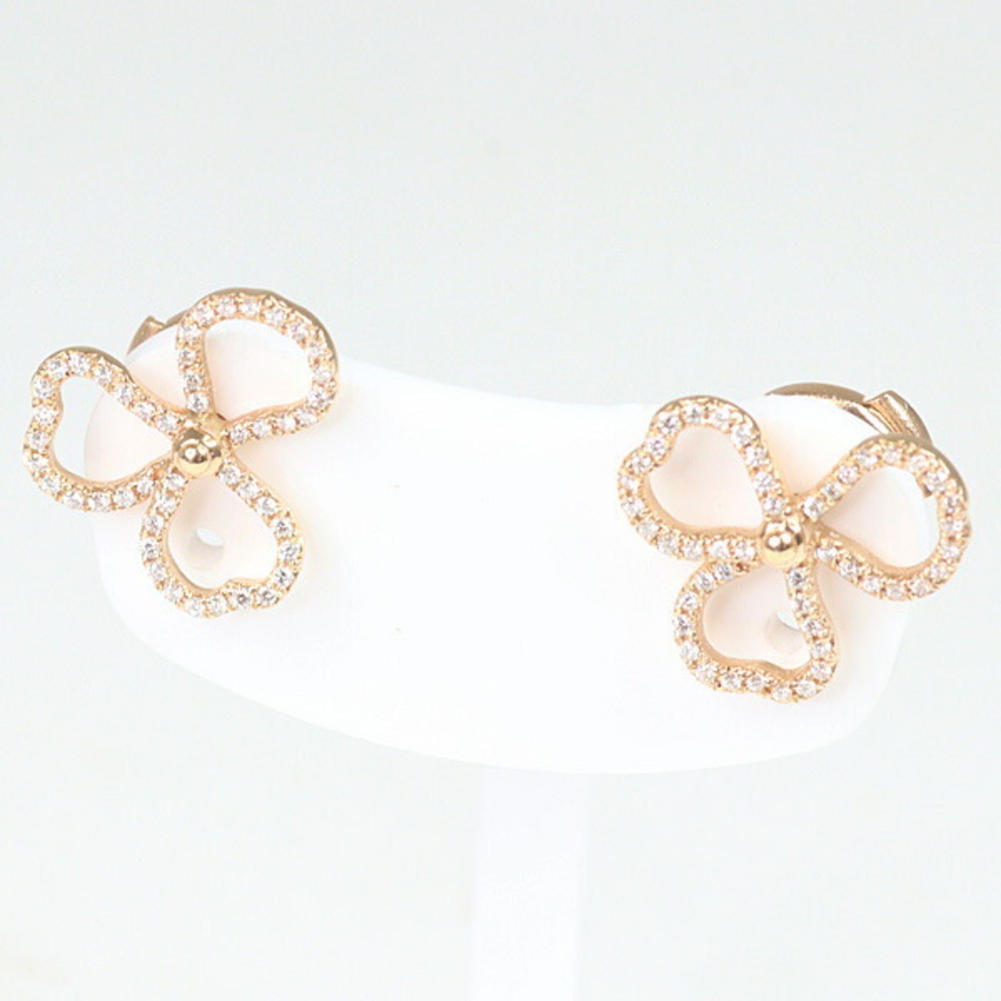 Tiffany Paper Flower Earrings Diamond Au750 (18KPG) Pink Gold