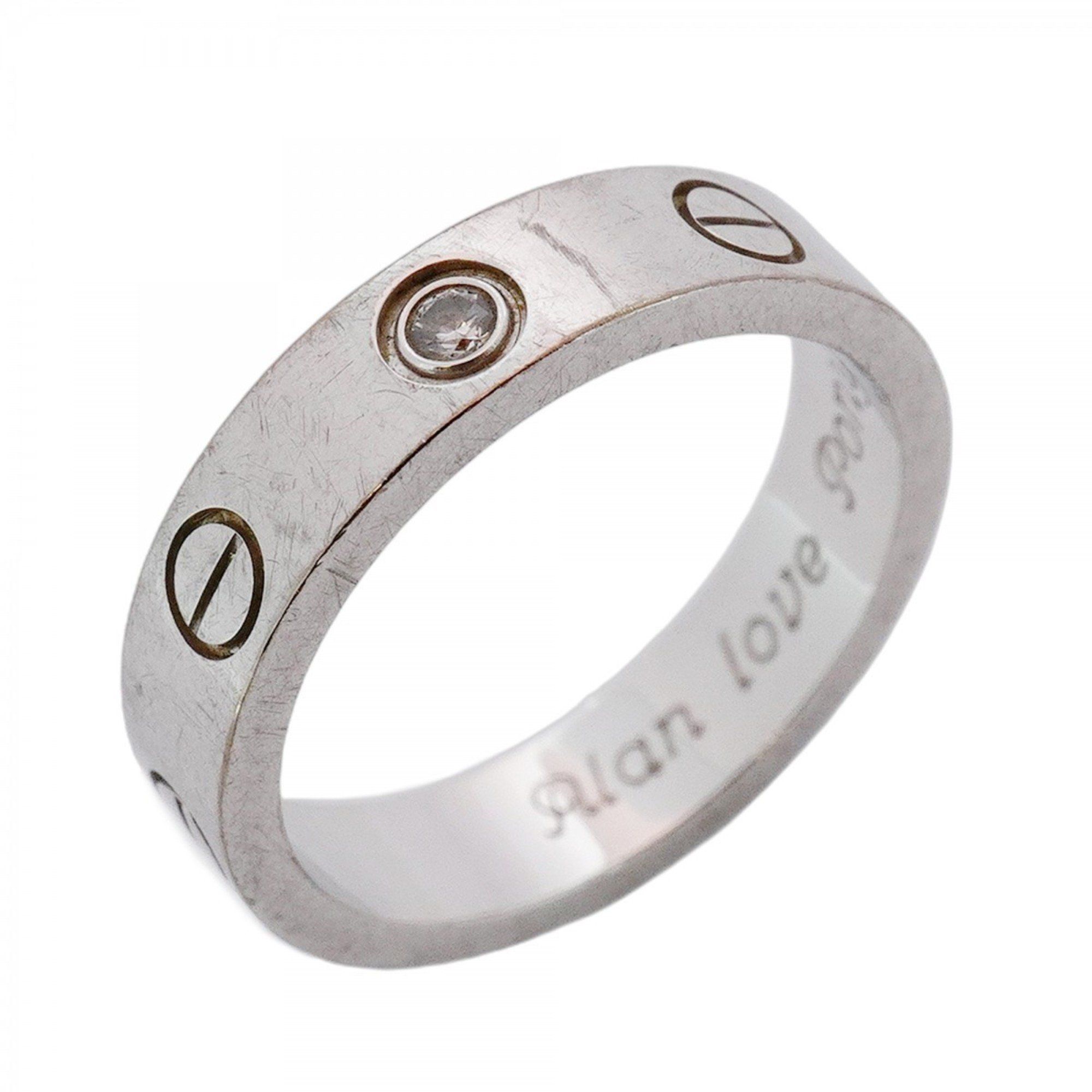 Cartier Mini Love 1PD Ring, 18K White Gold with Diamonds, #47, Women's