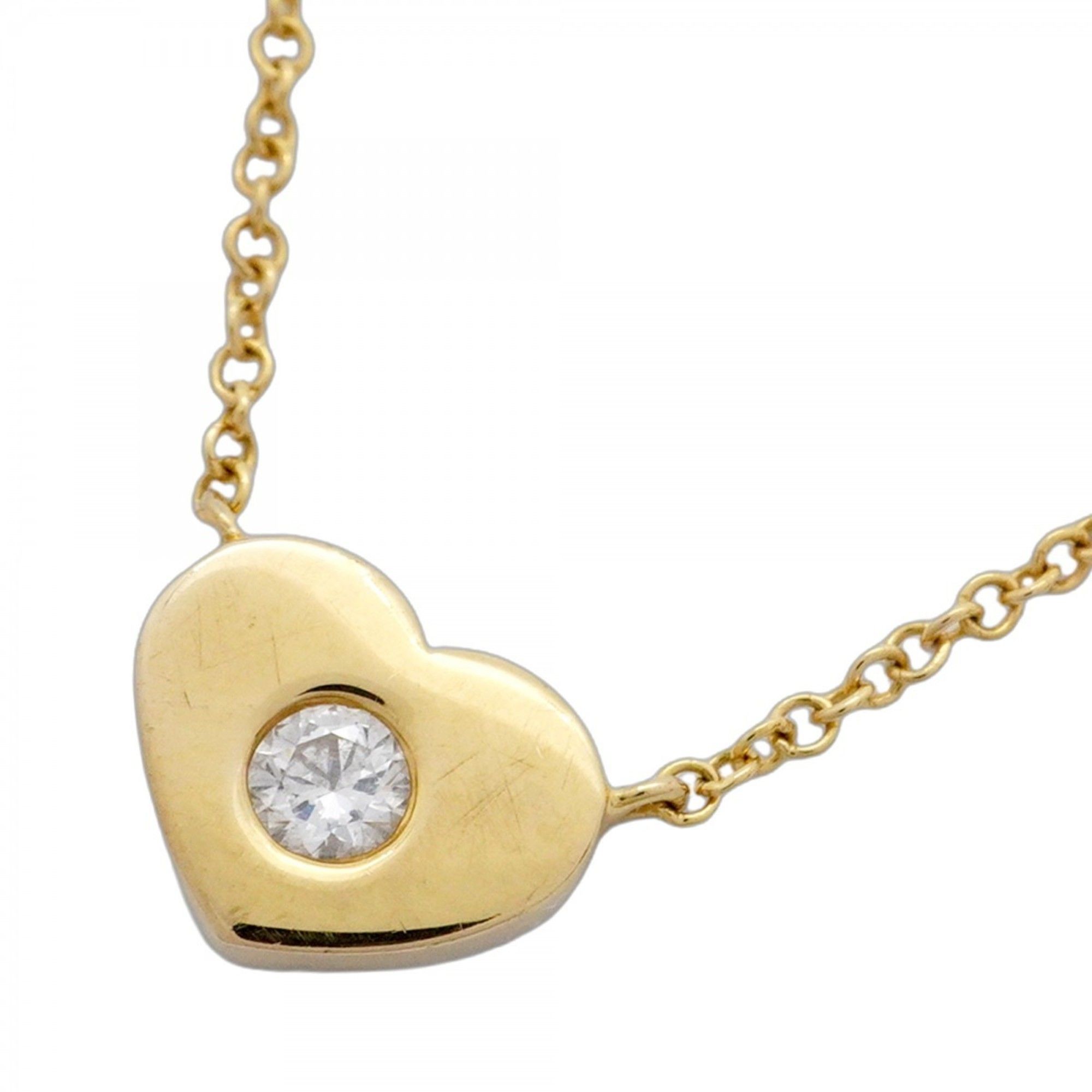 Tiffany Modern Heart Necklace, 1PD, 18KYG Yellow Gold with Diamonds, Women's