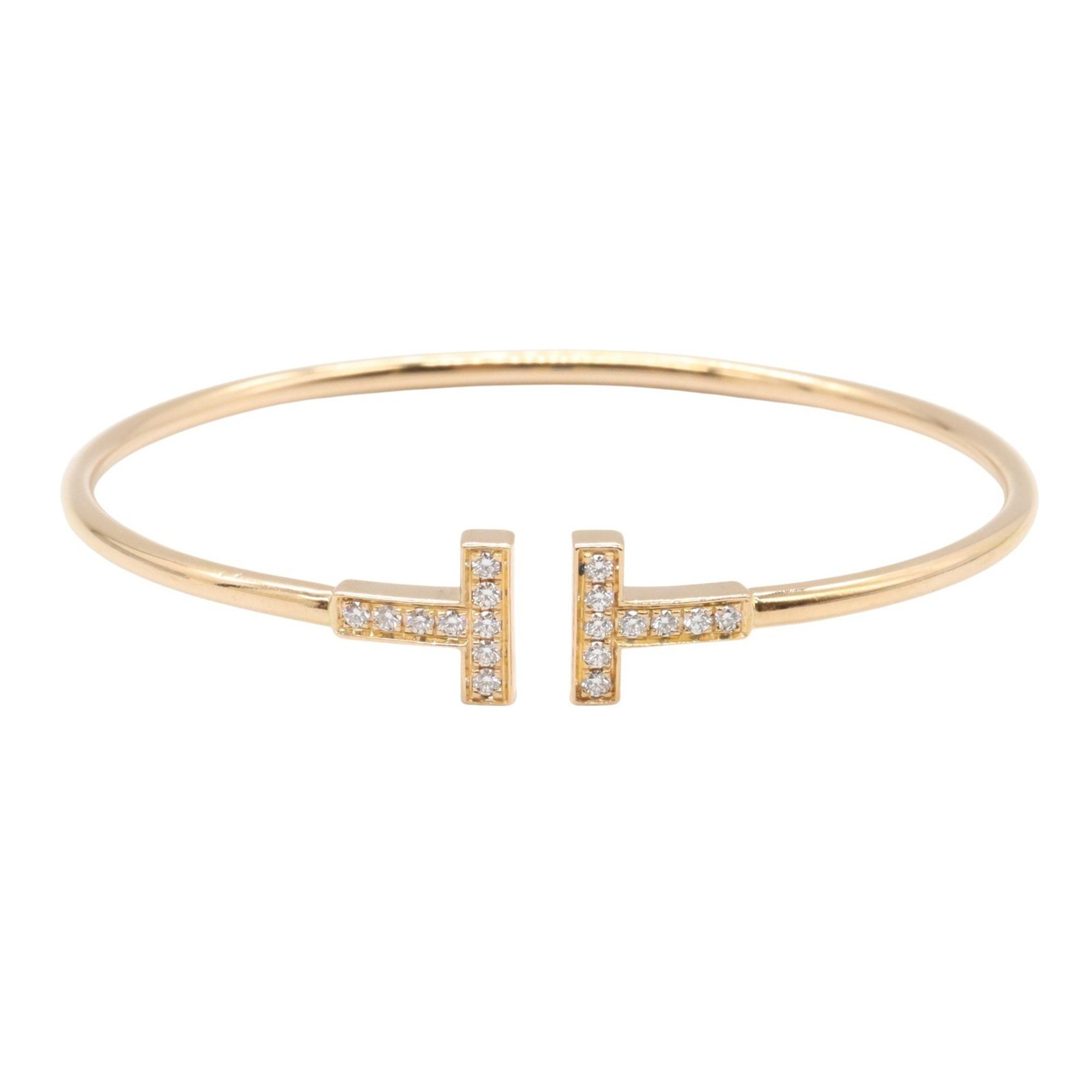 Tiffany & Co. T-Wire Bracelet with Diamonds, 18K Pink Gold, Clear for Women