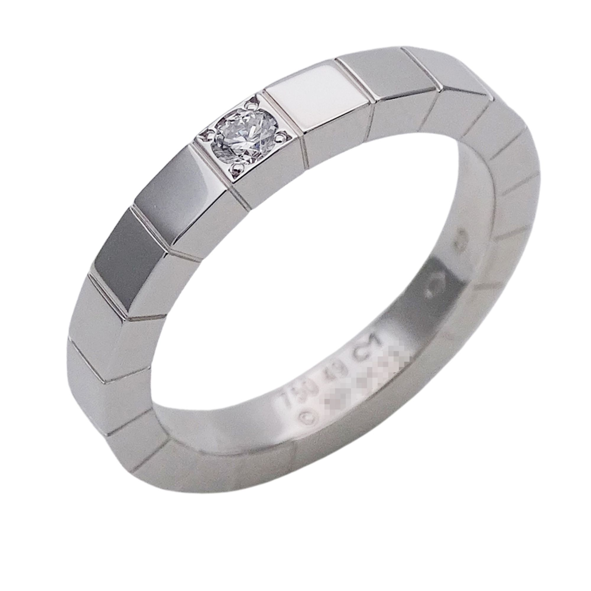 Cartier ring for women, brand name ring, 750WG, 1P diamond, Ranier, white gold, #49, approximately s