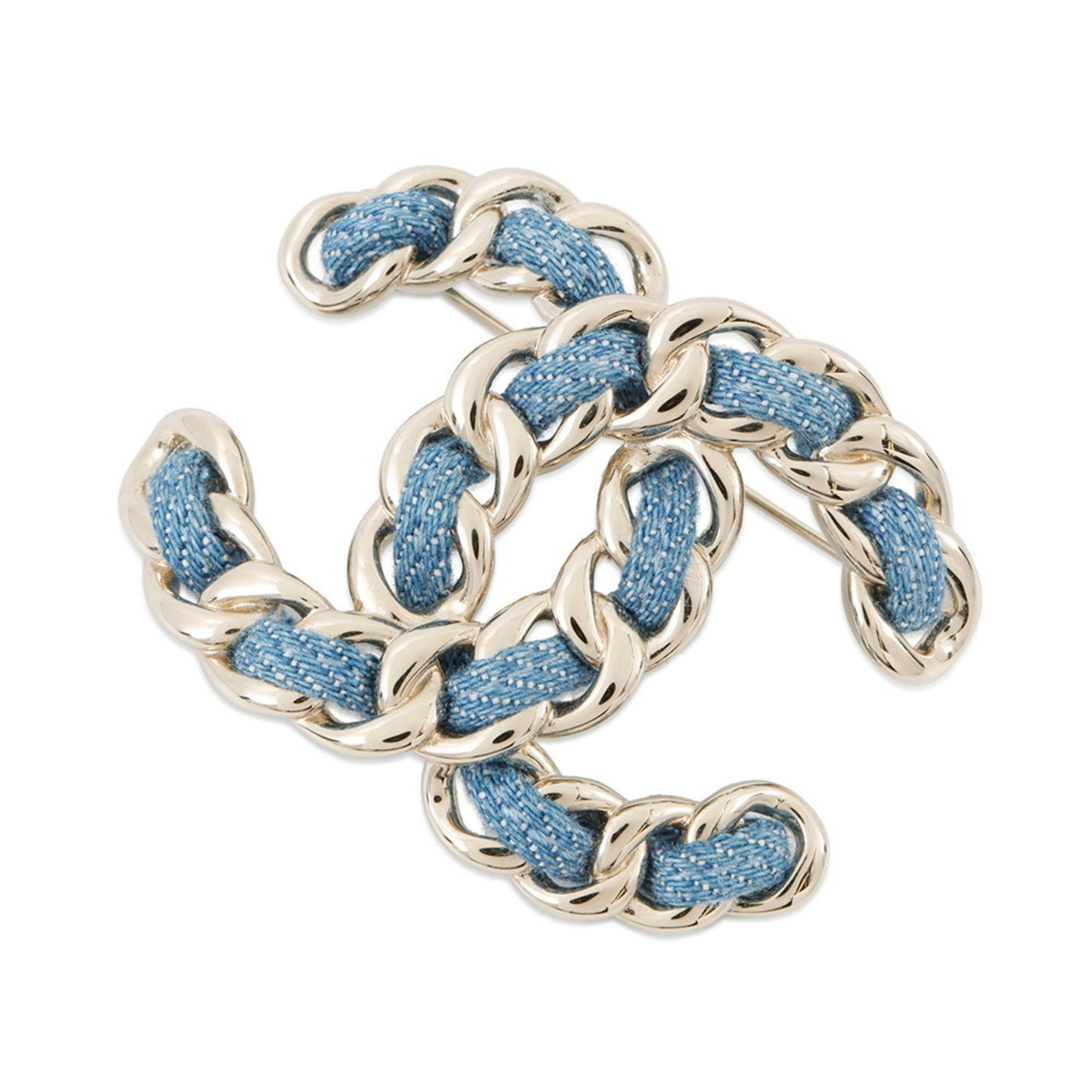 Chanel Coco Mark Denim Metal Brooch B25P ABF175 CHANEL