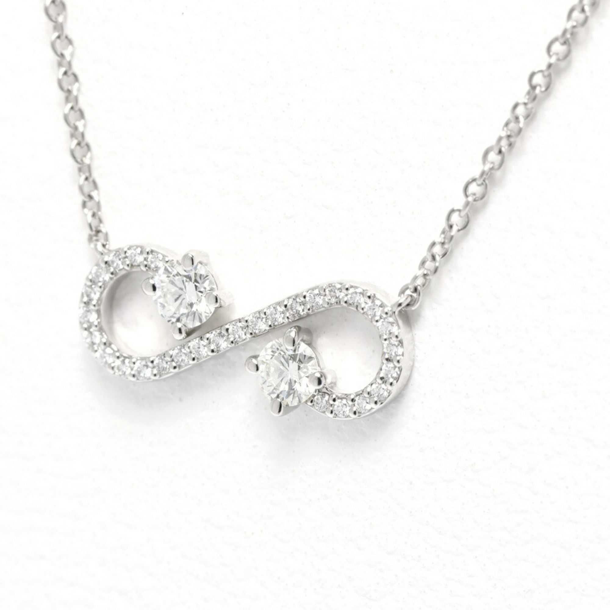Tiffany & Co. Enchant Scroll Diamond Pendant Necklace Pt950 41cm J-159071