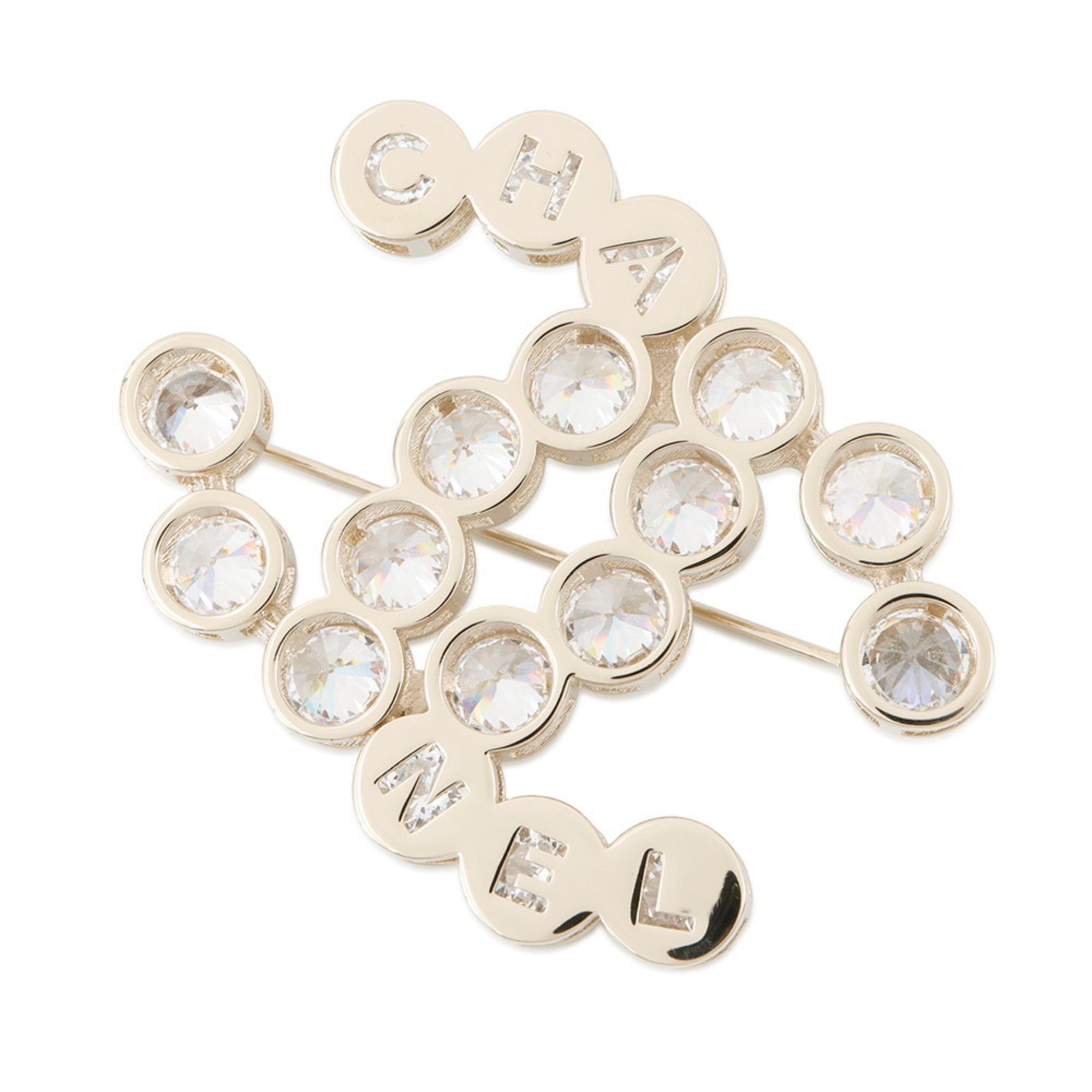 Chanel Brooch Coco Mark Metal Rhinestone B24B CHANEL