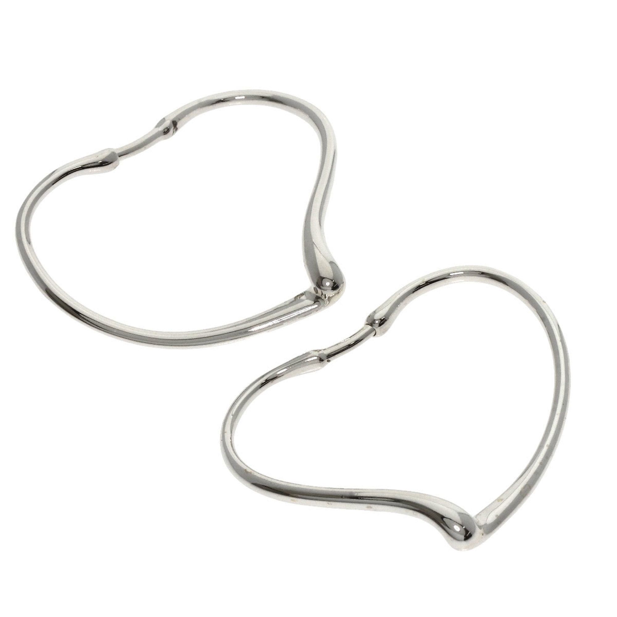 Tiffany & Co. Open Heart Hoop Earrings, Silver, Women's