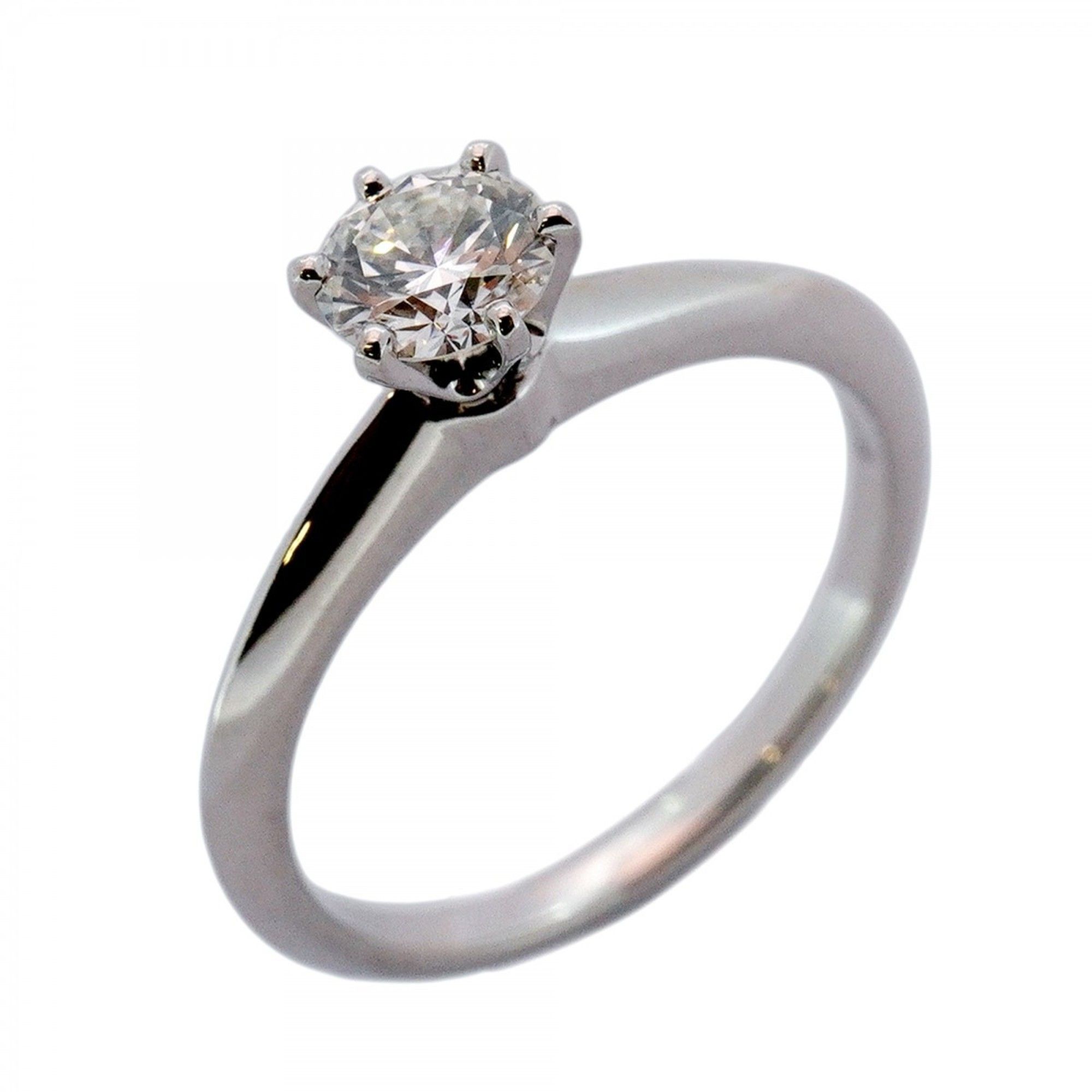 Tiffany Solitaire Ring, 1PD, Pt950 Platinum, 0.39ct Diamond, Size 9, Women's