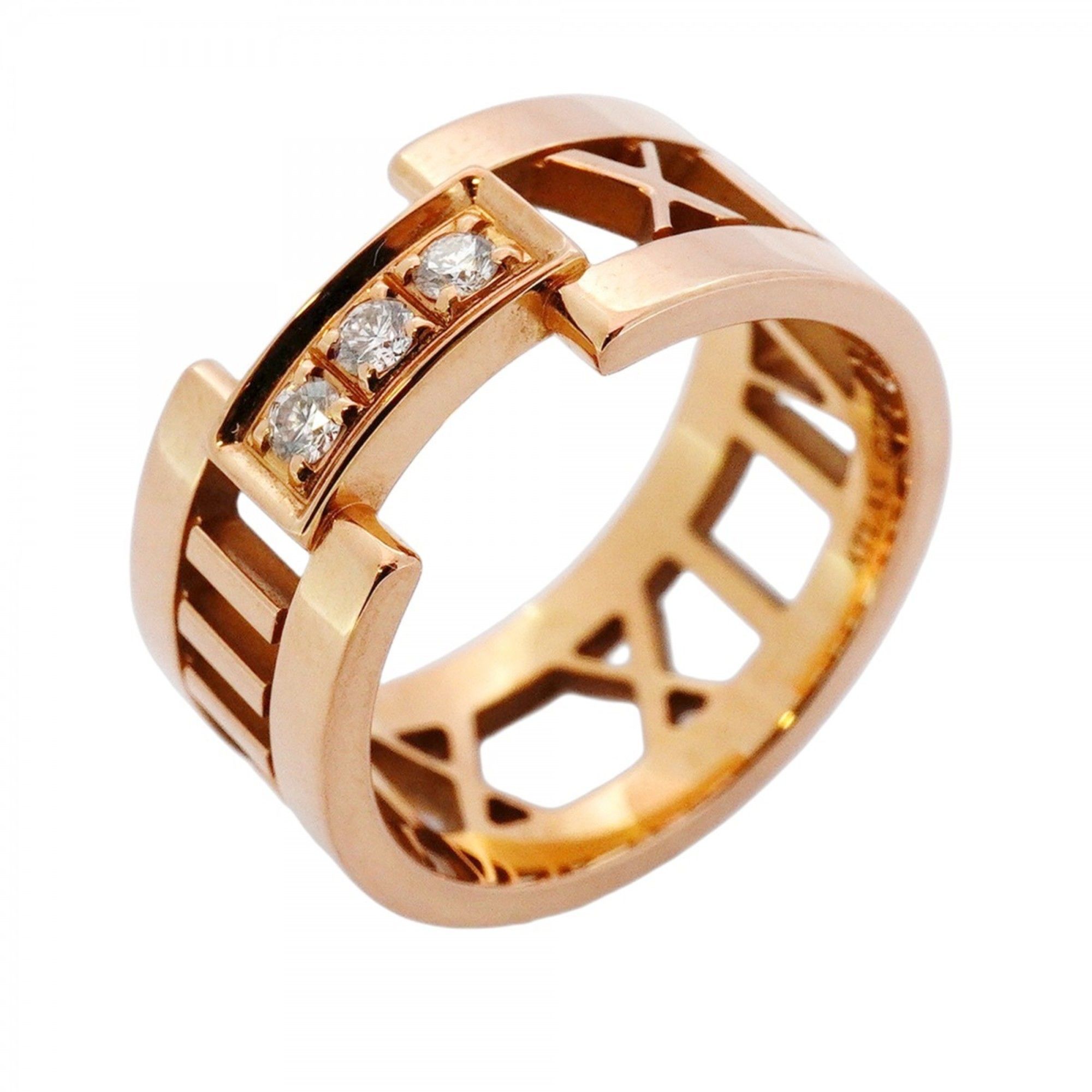 Tiffany Atlas 3PD ring in 18K pink gold with diamonds, size 9.5, for women