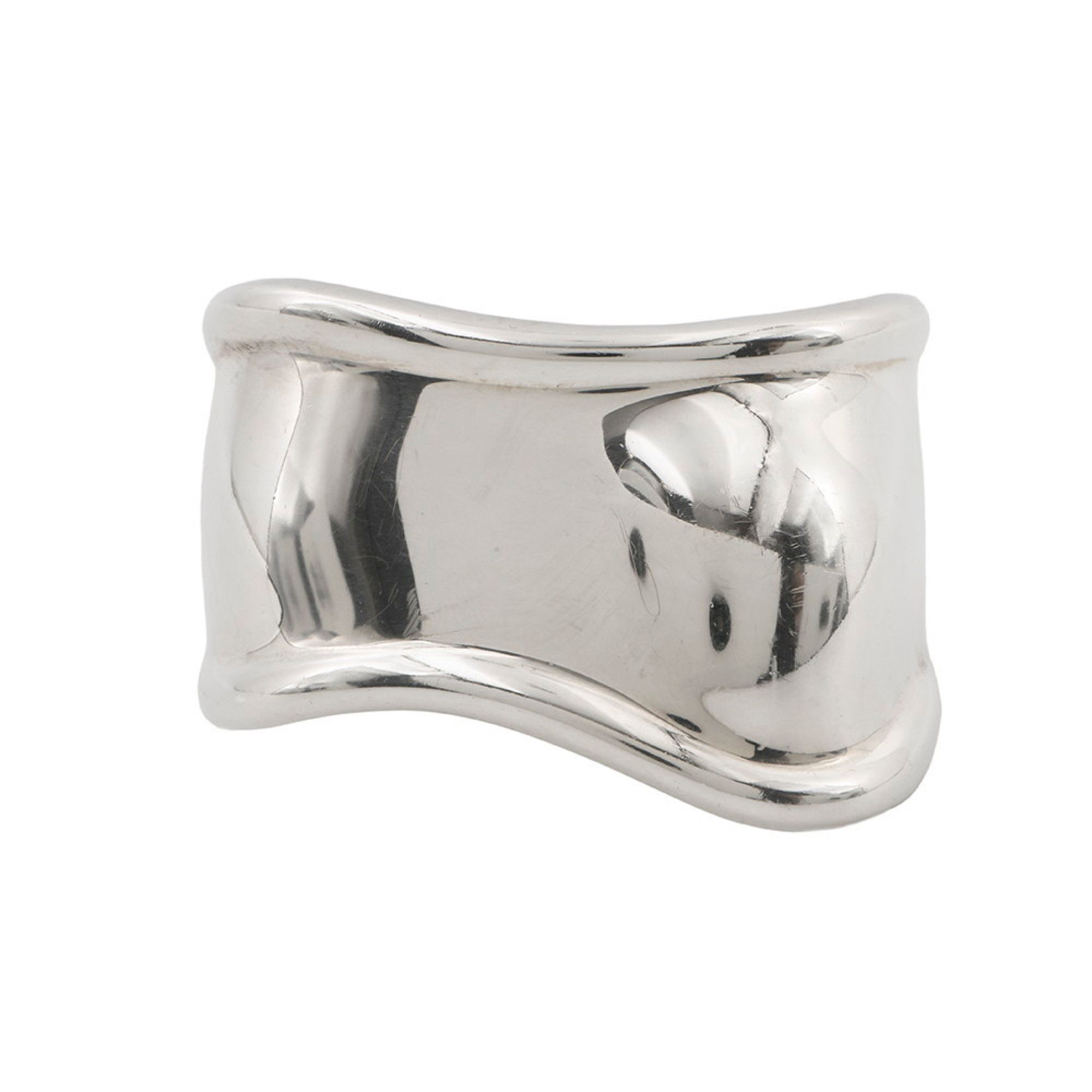 Tiffany & Co. Elsa Peretti Smallbone Cuff Bracelet, Medium, 925 Sterling Silver, Left Hand.