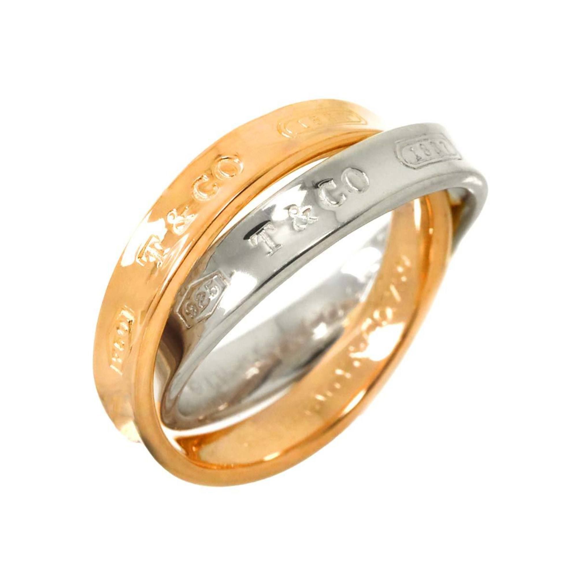 Tiffany & Co. Interlocking Ring, size 6.5, 18K Gold, PG, SV, 750 Silver, 1837
