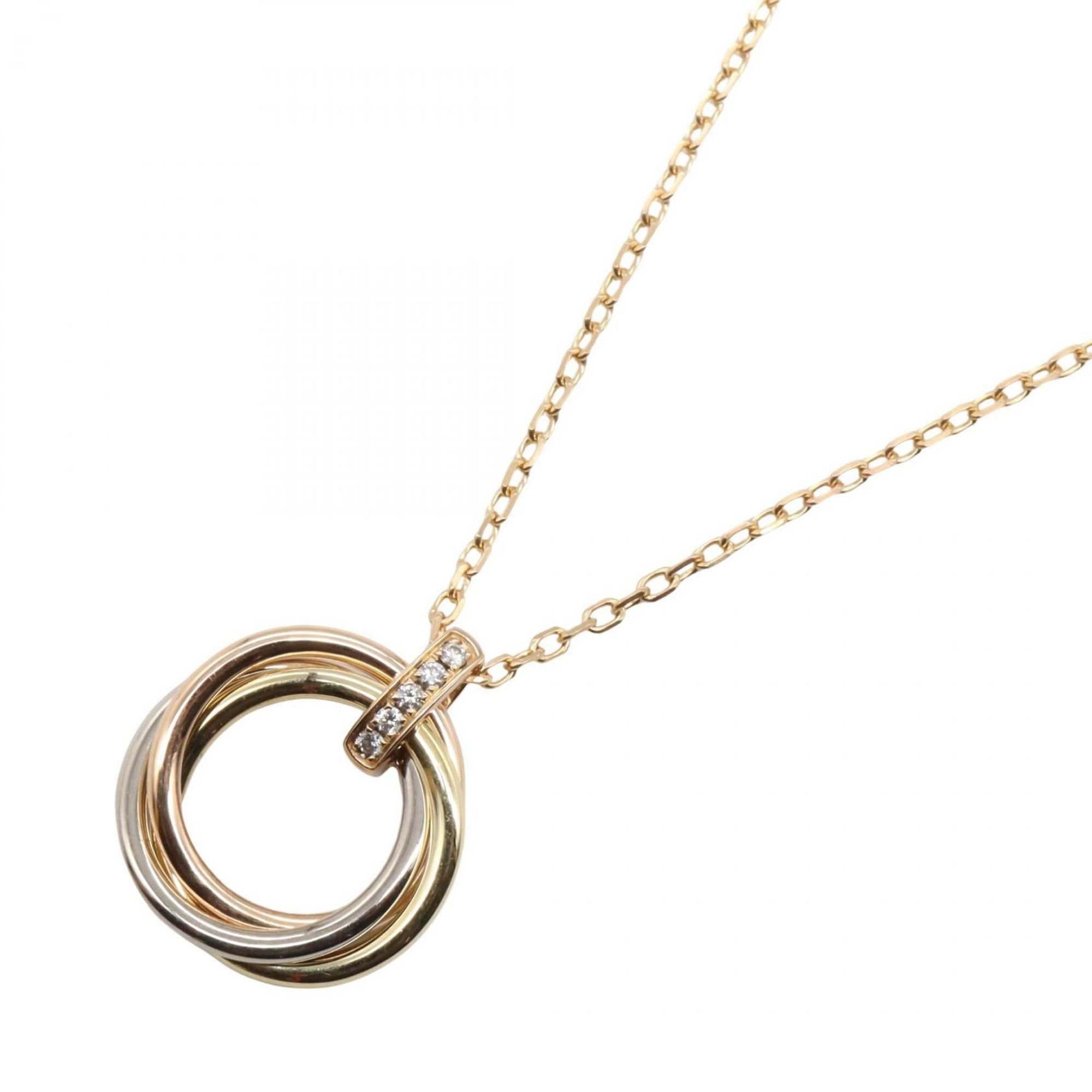 Cartier Trinity Diamond Necklace, 18K Yellow Gold, White Pink Women's, Silver, Clear, B7224814