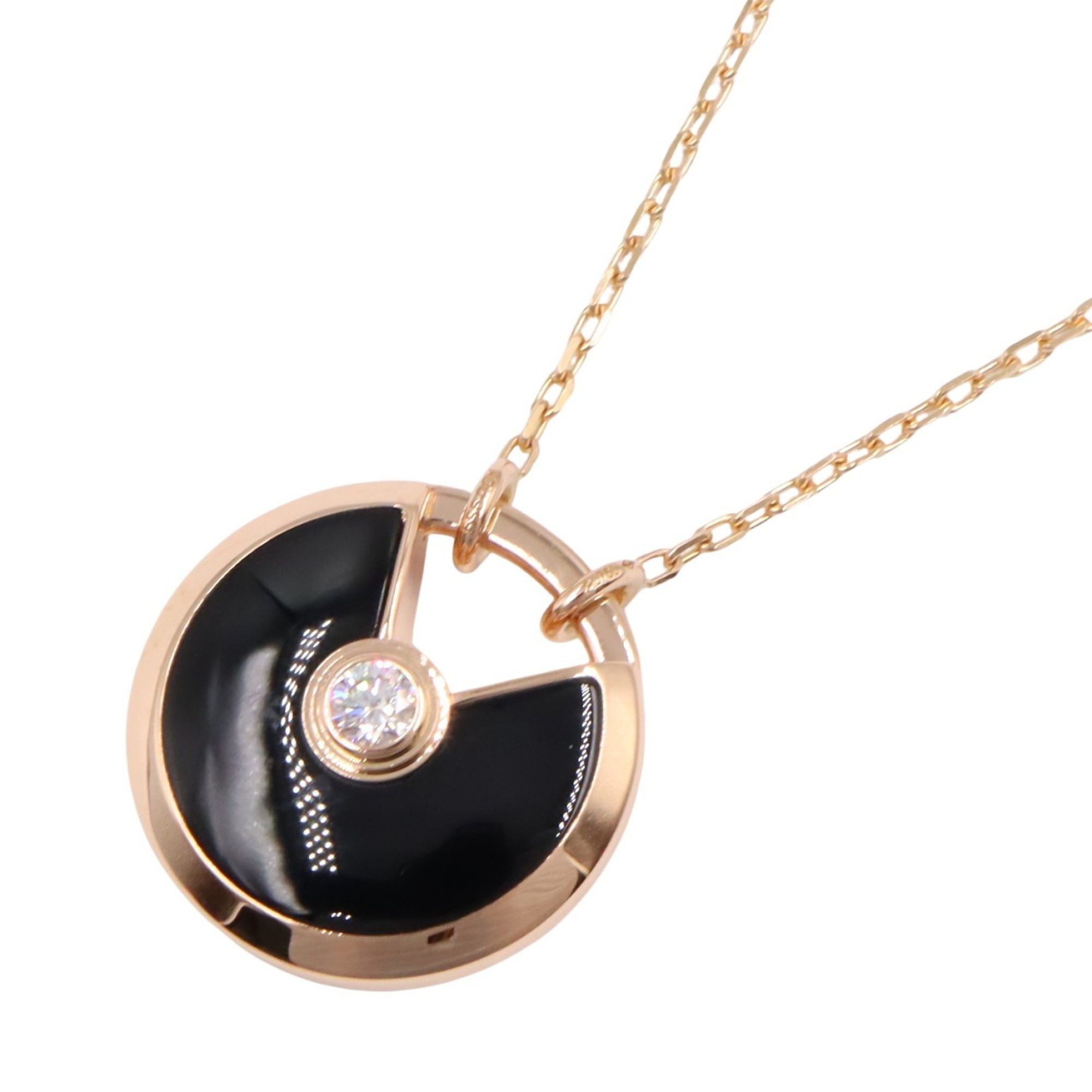 Cartier Amulet Necklace, Onyx, 1PD, 18K Pink Gold with Diamonds, Clear and Black, for Women