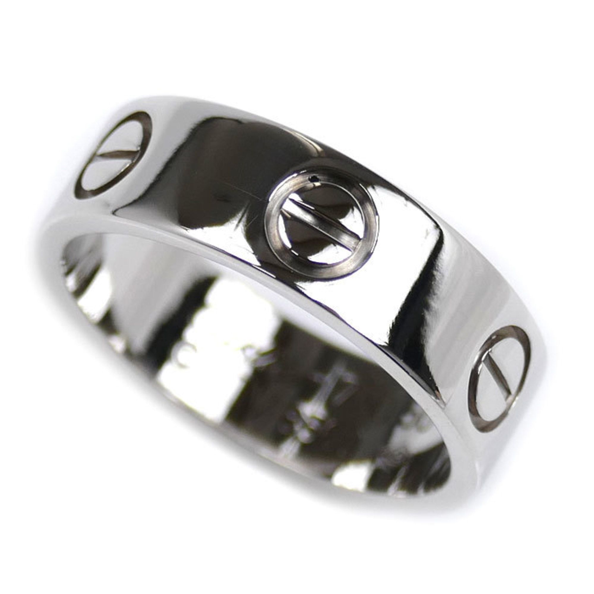 CARTIER 18KWG White Gold Love Classic Ring, B4084750, Size 10, 50cm, 5.6g, Women's
