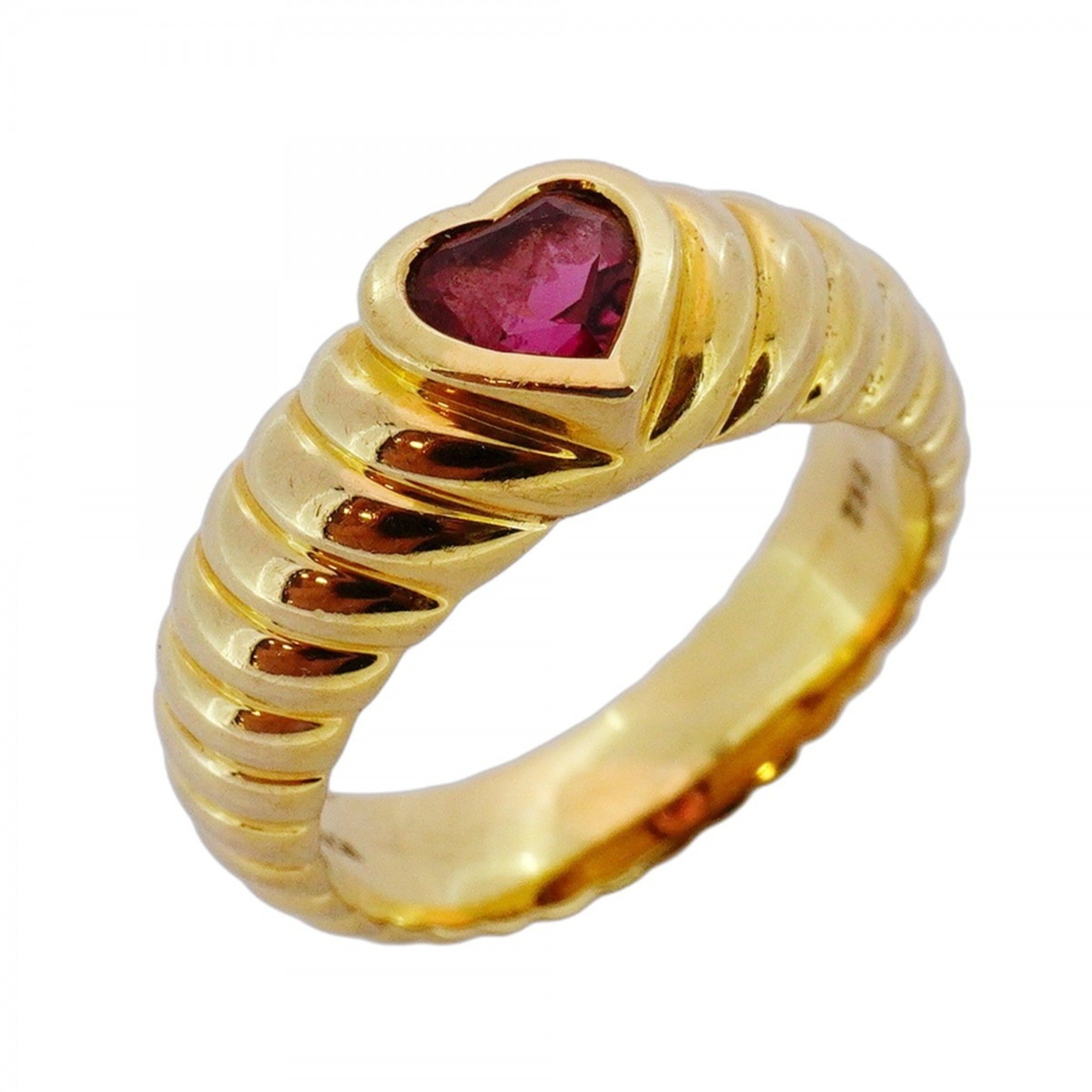 Tiffany Friendship Heart Ring, 18K Yellow Gold with Pink Tourmaline, Size 10, Women's