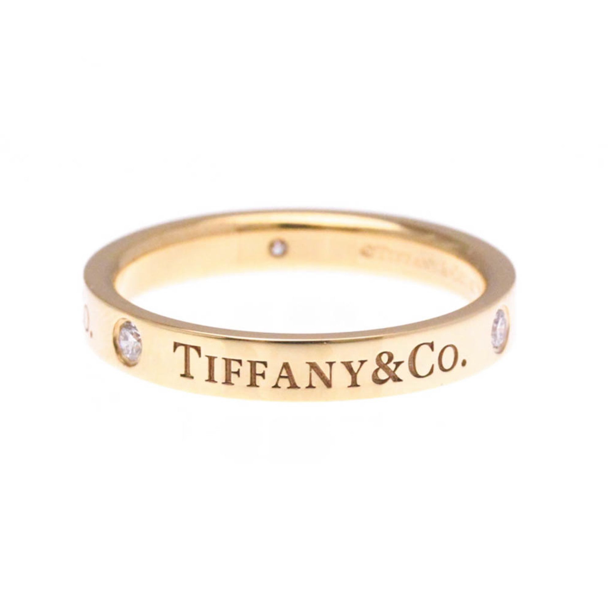 Tiffany Flat Band Ring With 3 Diamonds Pink Gold (18K) Fashion Diamond Band Ring Pink Gold