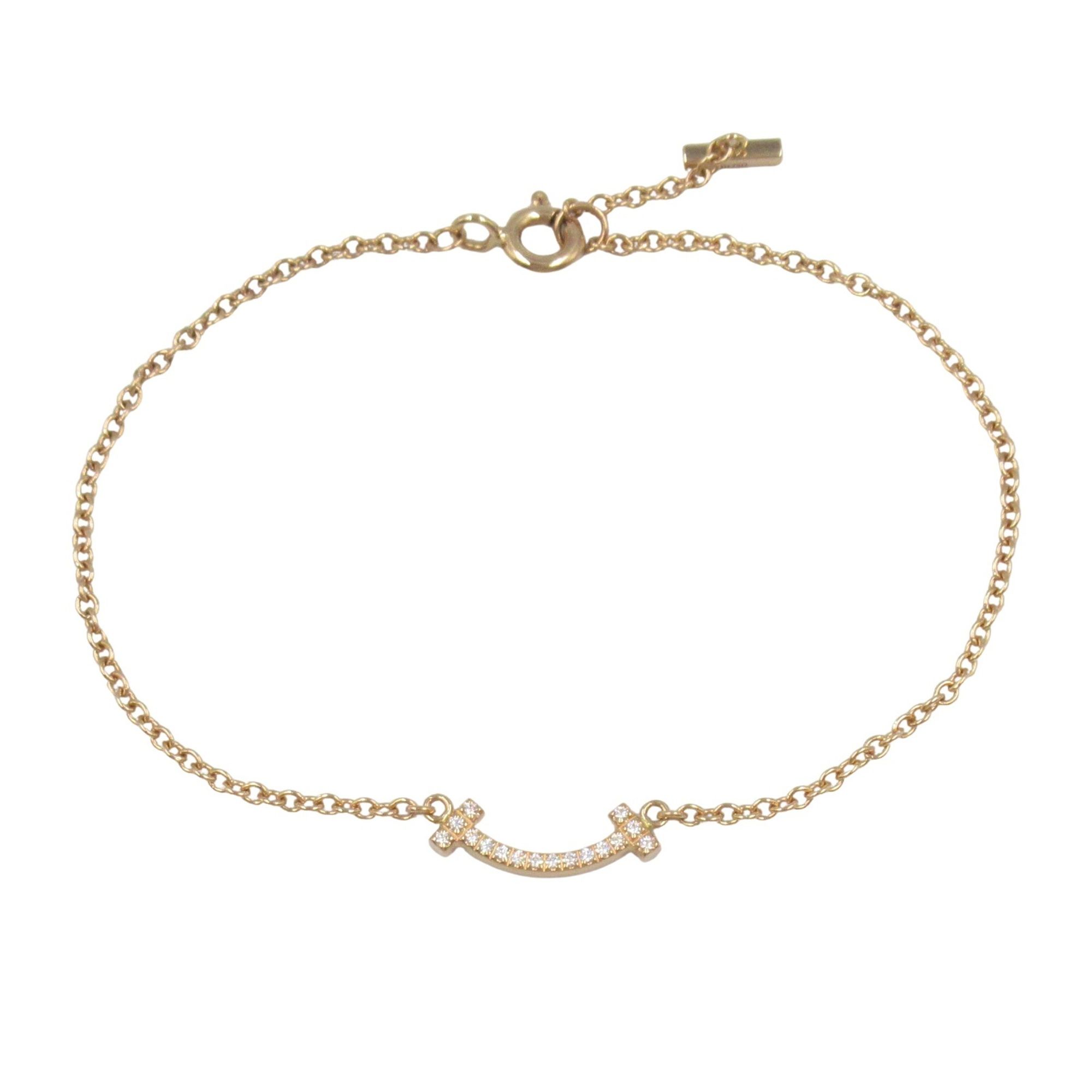 Tiffany & Co. T Smile Bracelet, Diamond 18K Yellow Gold, Clear Diamond, Women's