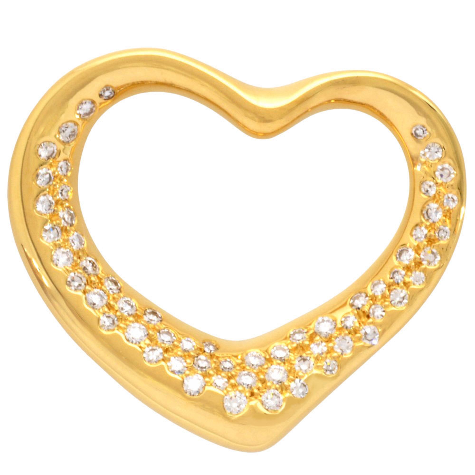 Tiffany & Co. Heart Pendant Top Diamond 18KYG Yellow Gold 8.5g Elsa Peretti Women's