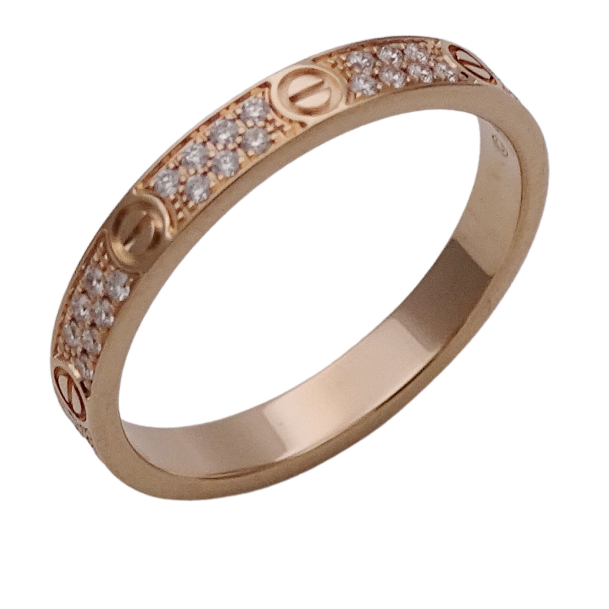Cartier ring for women, brand name ring, 750PG pave diamond Mini Love pink gold CRB4218147 #47, appr
