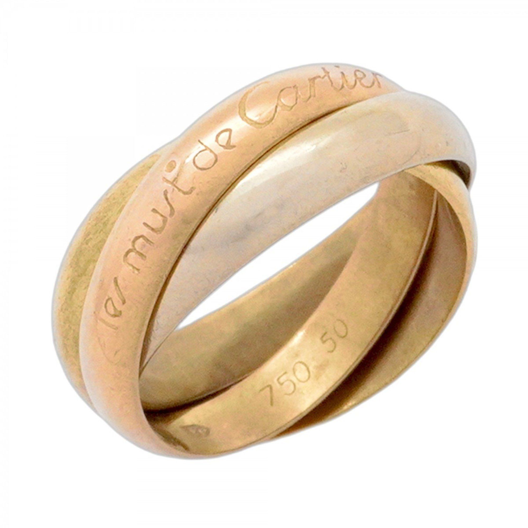 Cartier Trinity Ring, 18K Yellow Gold, White Pink #50, Women's