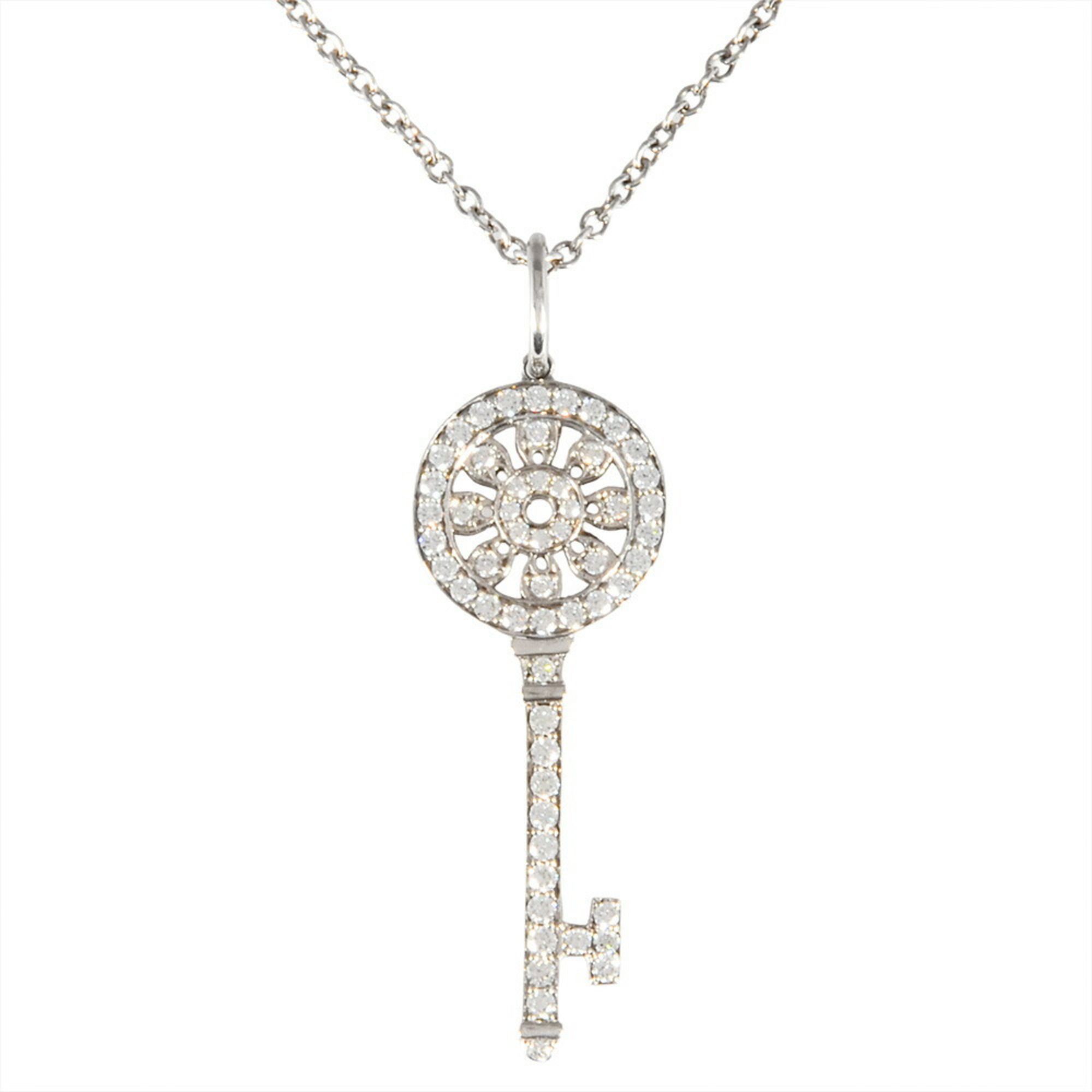 Tiffany & Co. Petal Key Mini Necklace Diamond Pt950 4.3g Platinum Women's