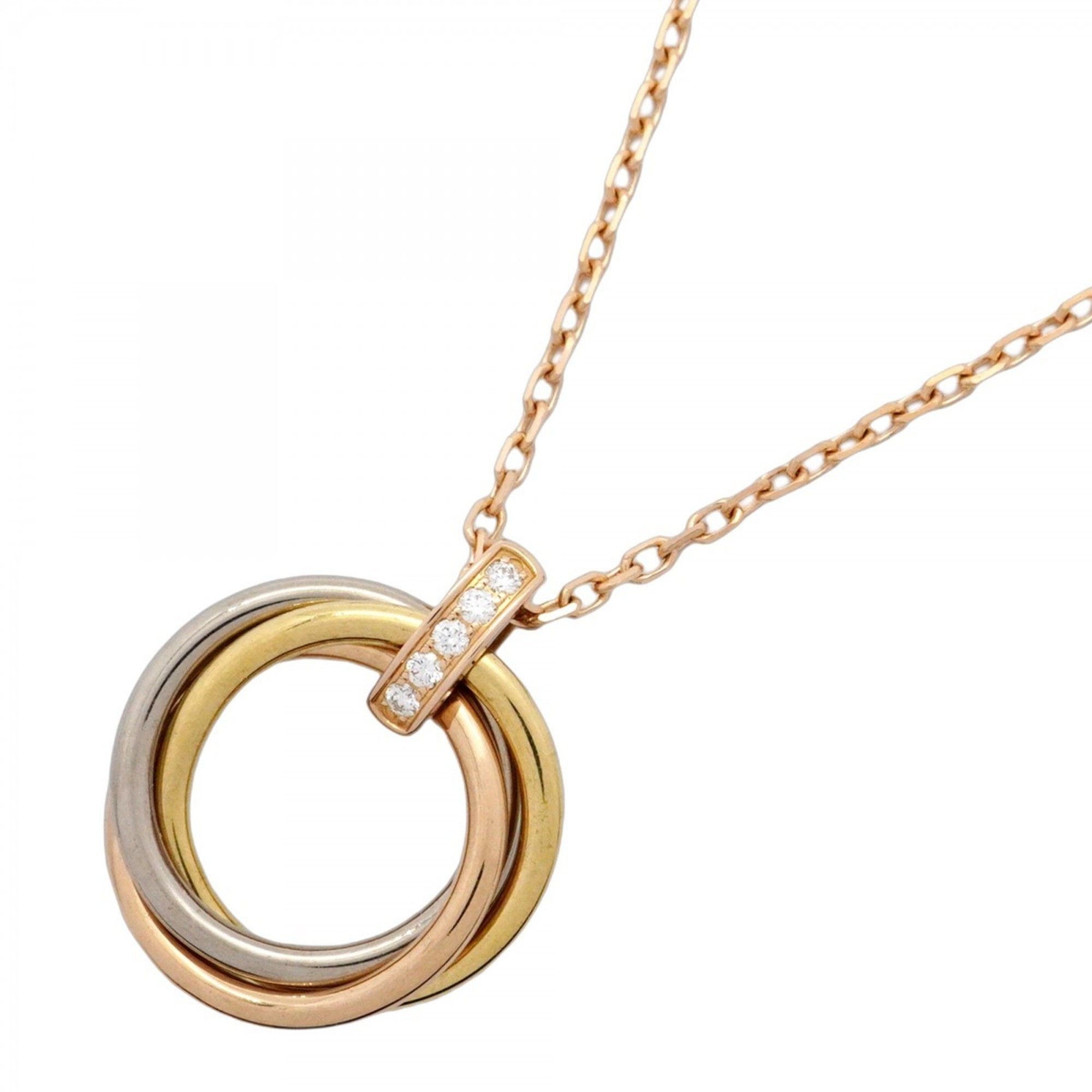 Cartier Trinity Necklace in 18K Yellow Gold, 18KWG White 18KPG Pink Gold with Diamonds for Women