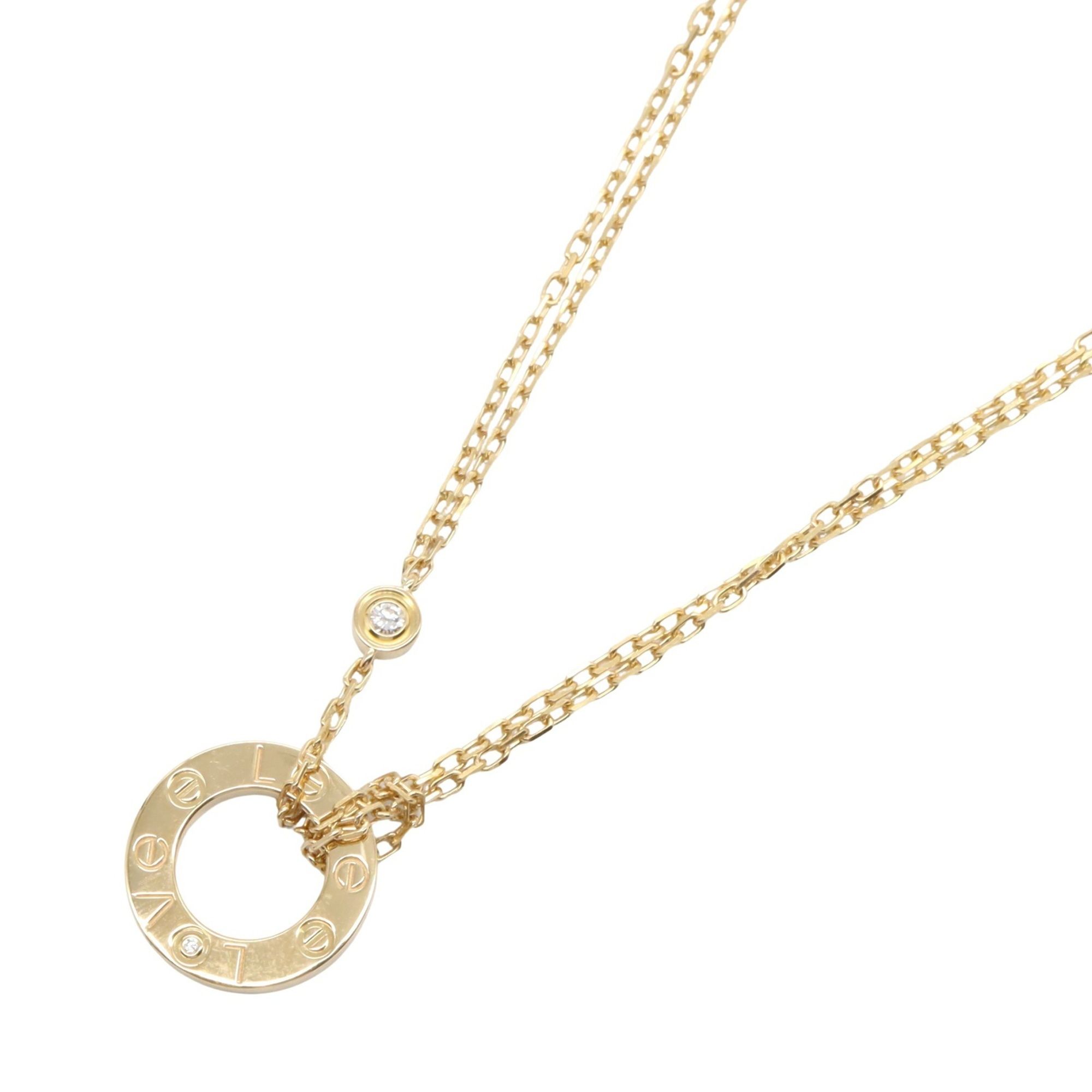 Cartier Love Circle Necklace, 2PD, 18K Yellow Gold with Diamonds, Clear, for Women