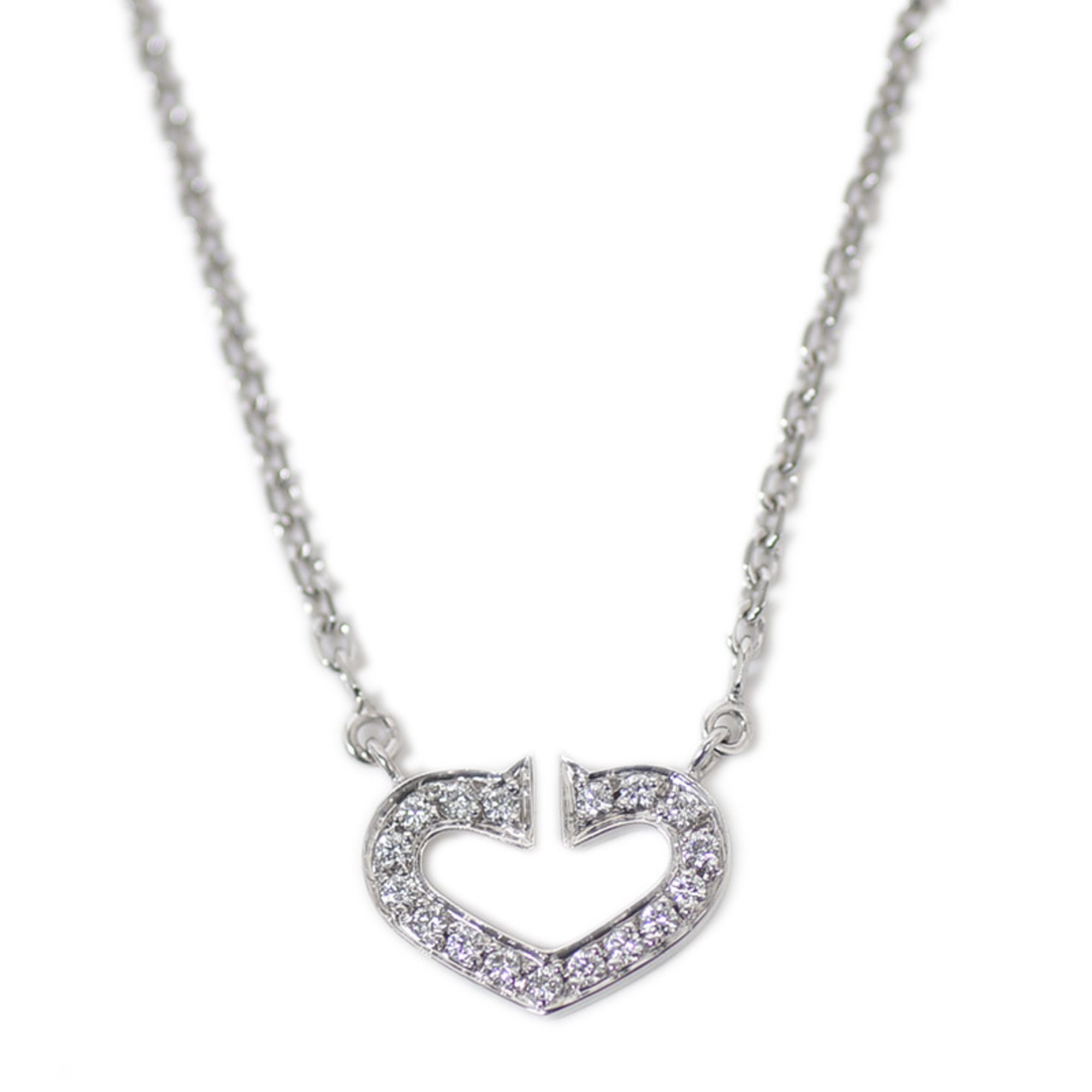 Cartier C Heart Necklace with Diamonds, 18K White Gold, B70083