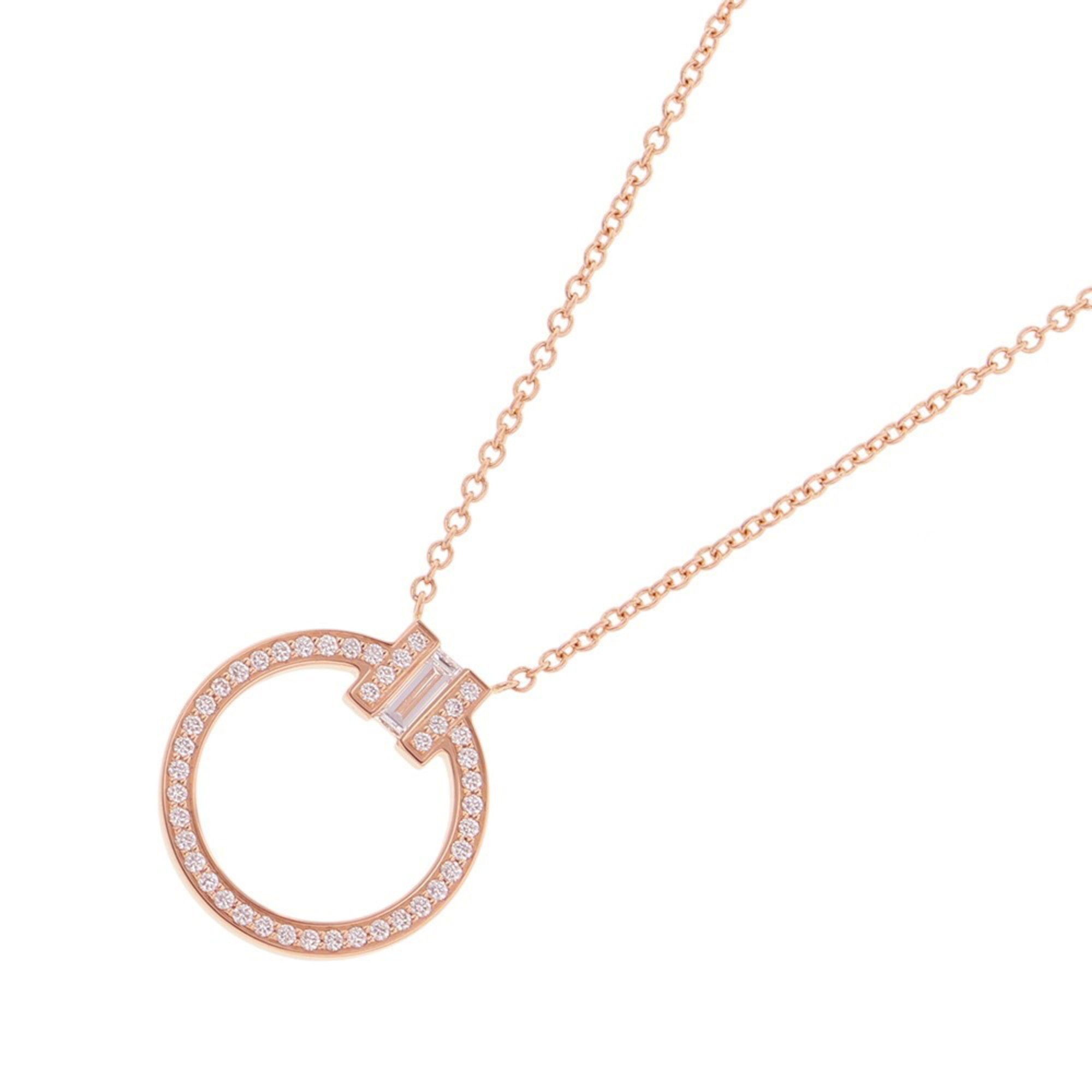 Tiffany T Two Circle Pendant Necklace with 0.06ct Diamond Center Stone and 0.08ct Total Diamonds in