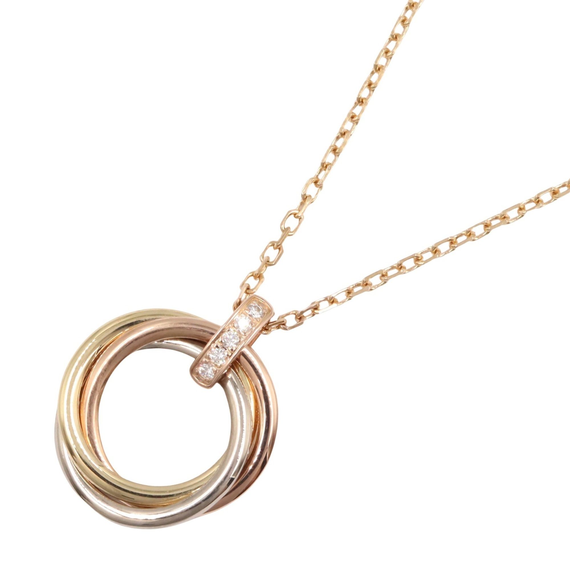 Cartier Trinity Necklace, Medium Diamond 18K Yellow Gold, White Pink Clear Diamond, Women's