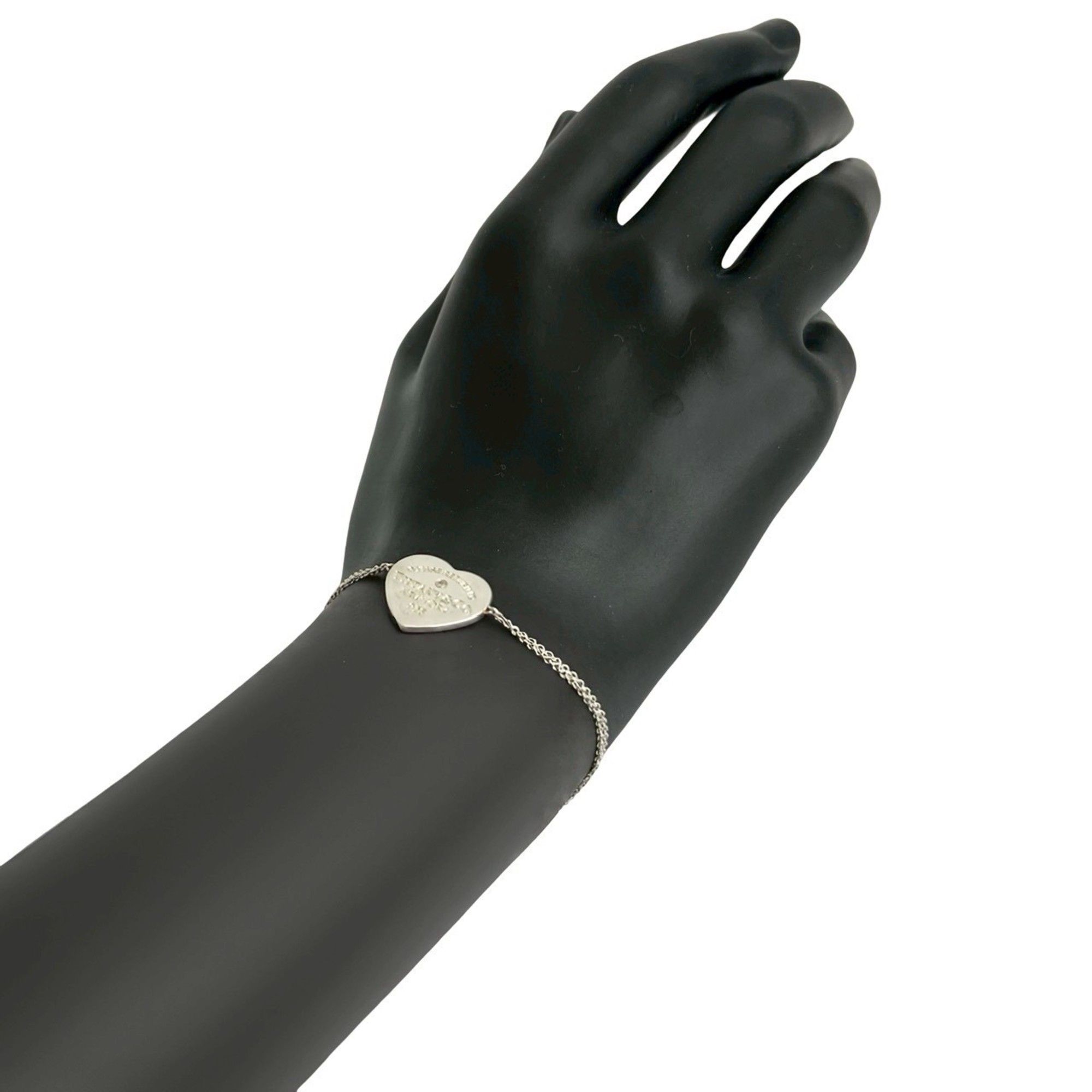 TIFFANY & Co. Tiffany Return to Heart Tag Double Chain Sterling Silver Bracelet/Bangle 13572