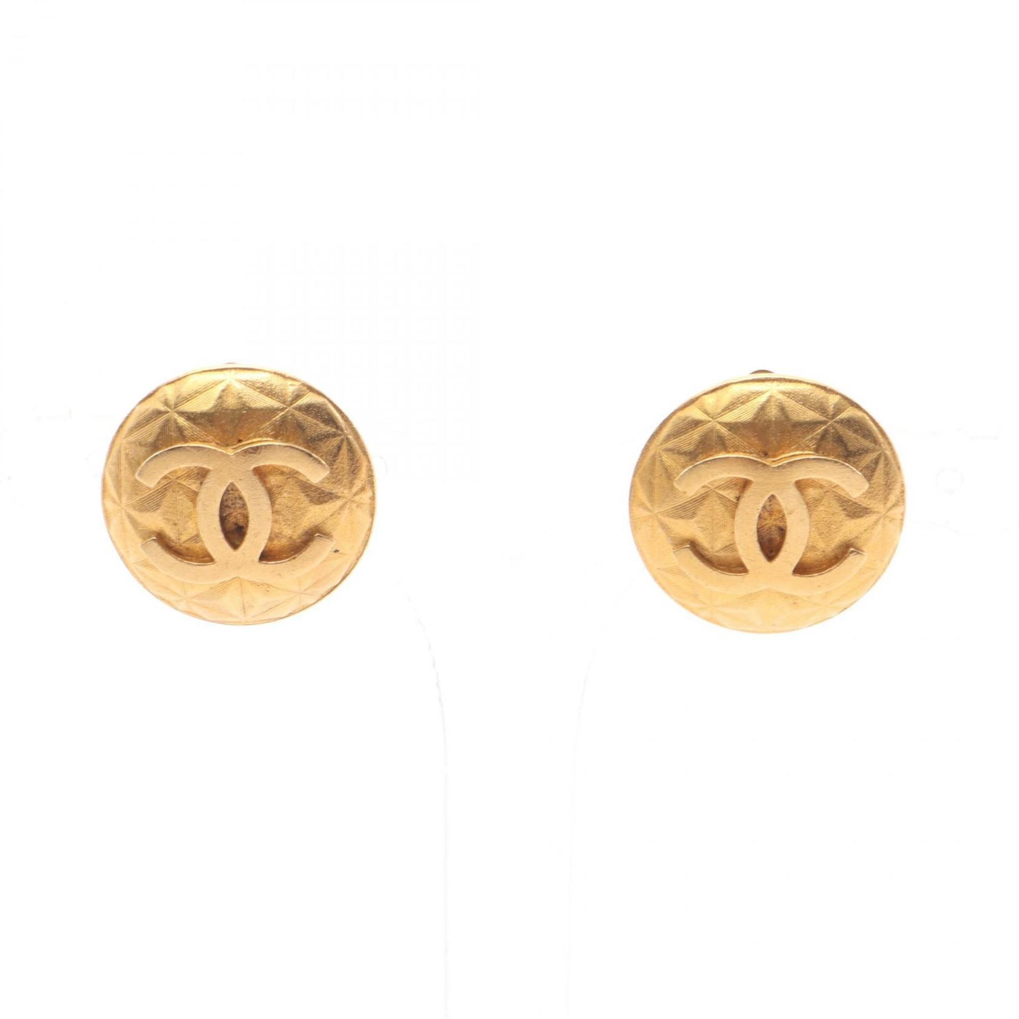 CHANEL Coco Mark Earrings, Gold Plated, Women's