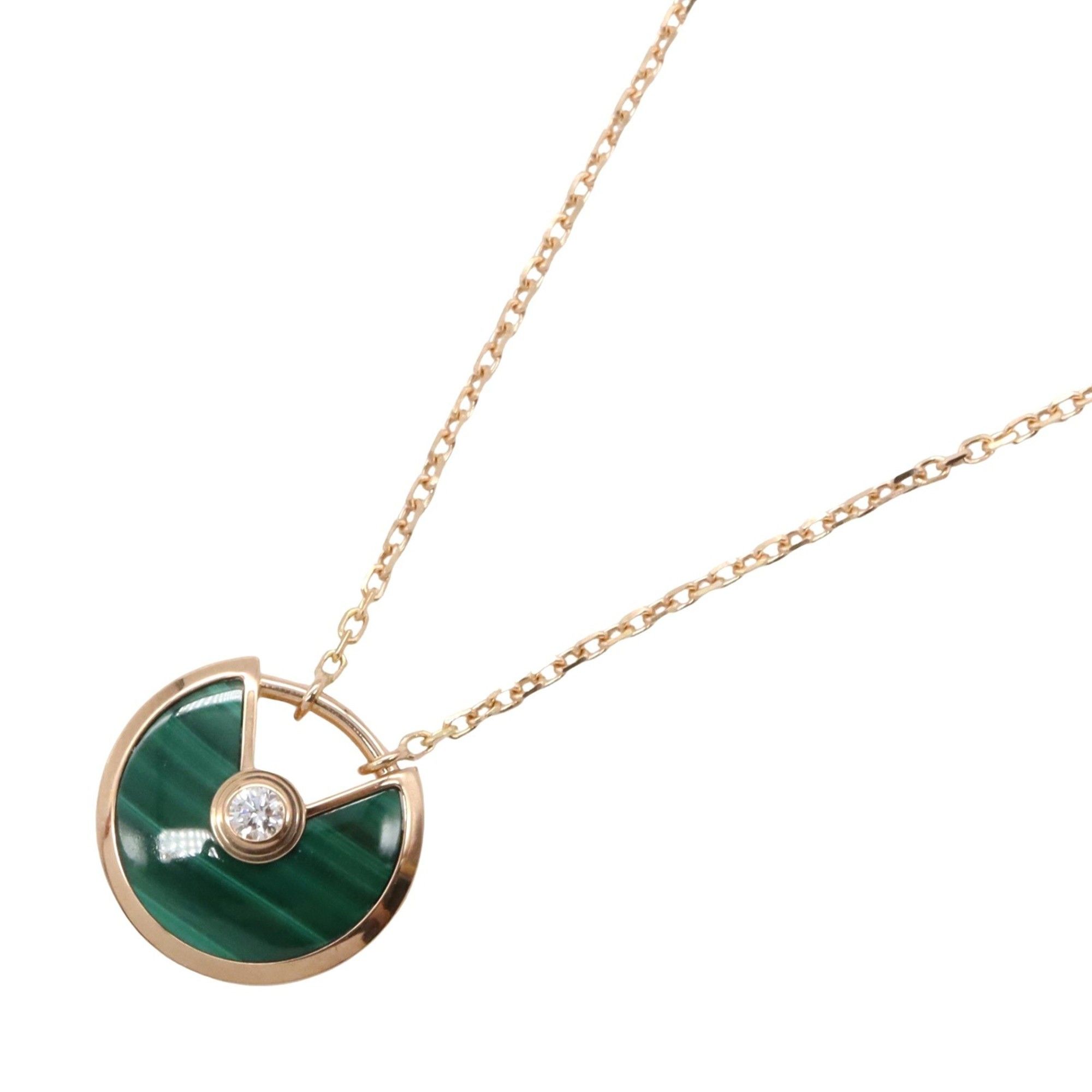 Cartier Amulet XS Malachite Necklace (1PD) in 18K Pink Gold with Diamonds and Malachite. Available C