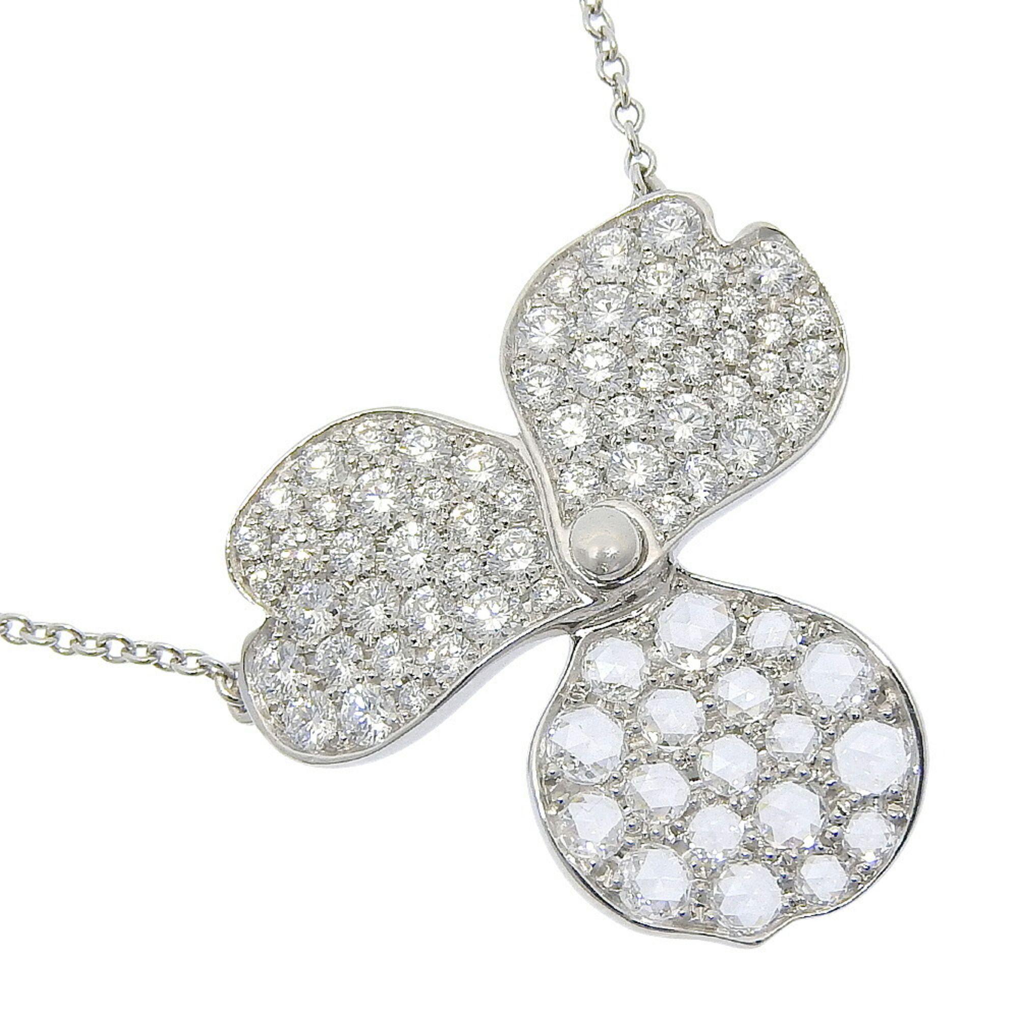 Tiffany & Co. Paper Flower Necklace, Large, Pt950 Platinum with Diamonds, Approx. 5.3g, Women's
