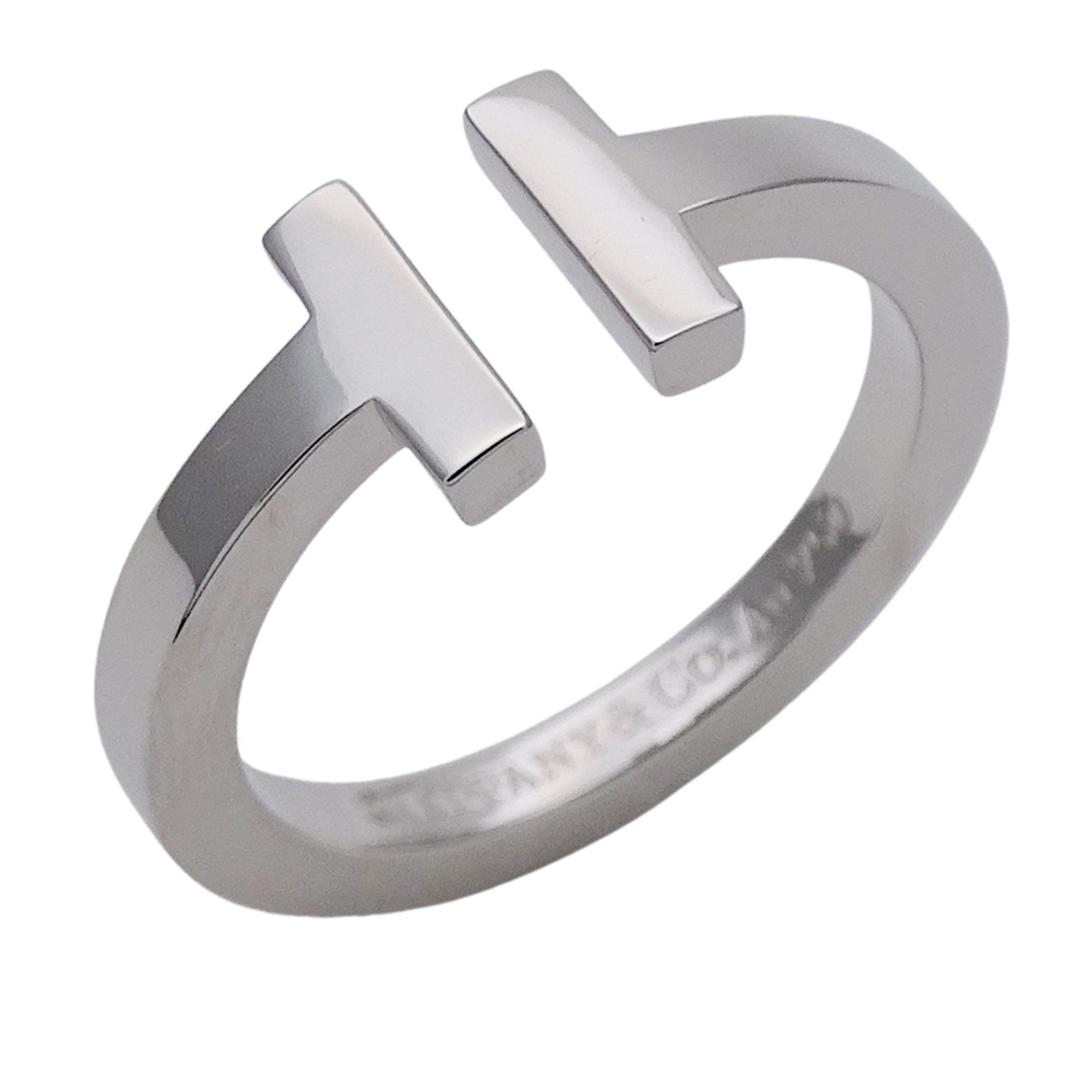 Tiffany TIFFANY & Co. Ring for Women and Men, Brand Ring, 750WG T-Square, White Gold, Approx. Size 1