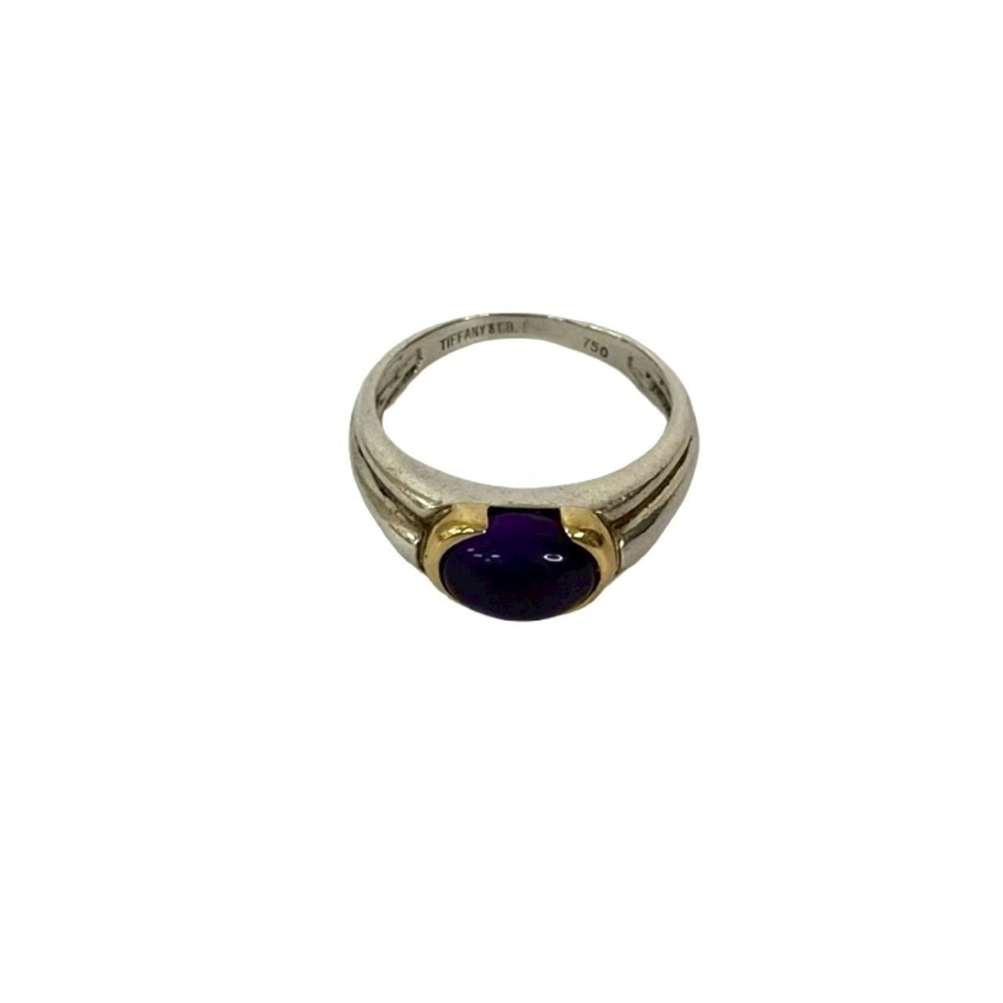 TIFFANY & Co. Tiffany 925 Sterling Silver and 18K Gold Amethyst Stone Ring, Size 9, Women's, 97459