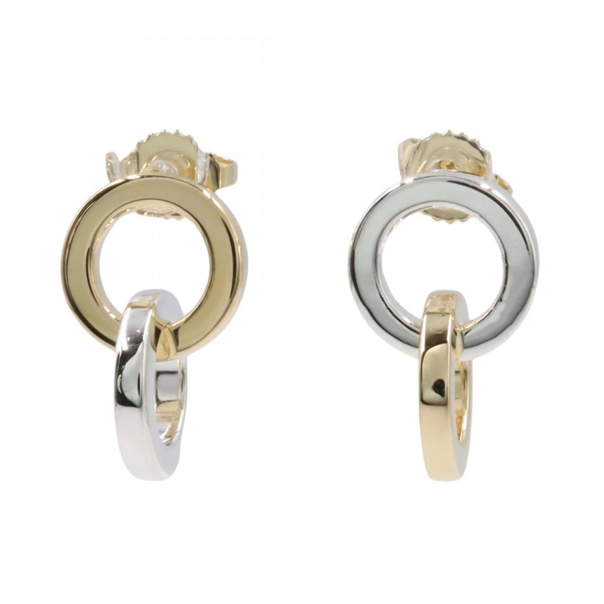 Tiffany & Co. Double Circle Earrings, 18K Yellow Gold and 925 Sterling Silver, Women's, Silver