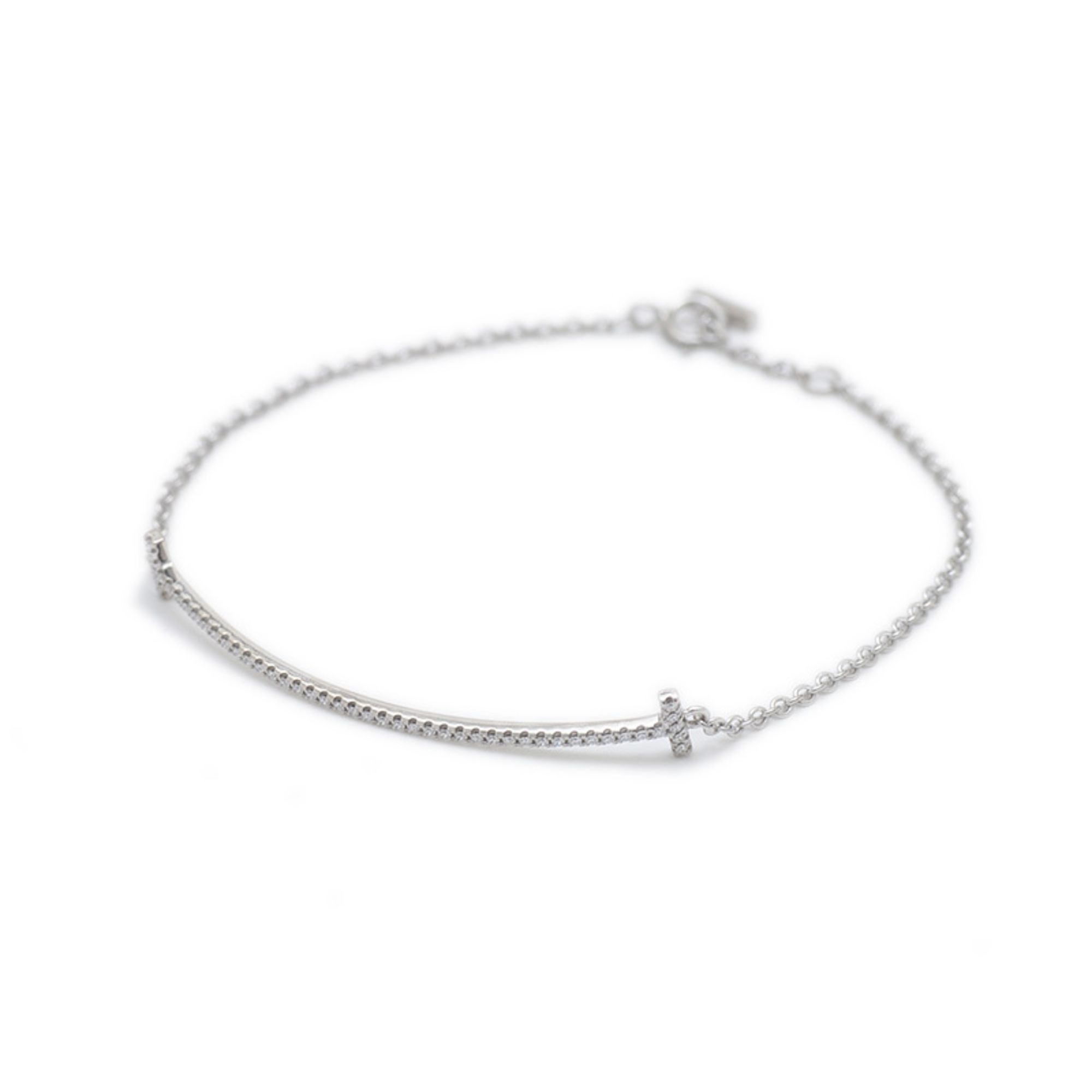 Tiffany T Smile Bracelet in 18K White Gold with Diamonds