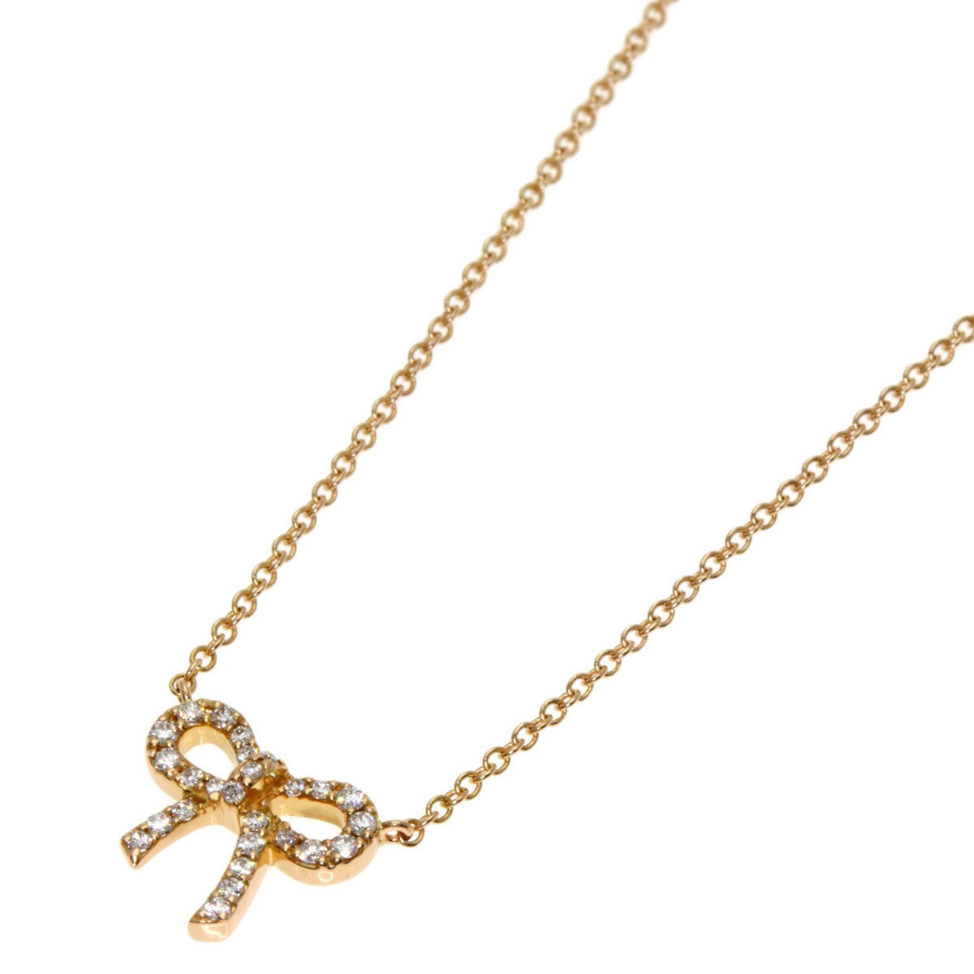 Tiffany Metro Bow Diamond Necklace in 18K Pink Gold for Women. TIFFANY & Co.