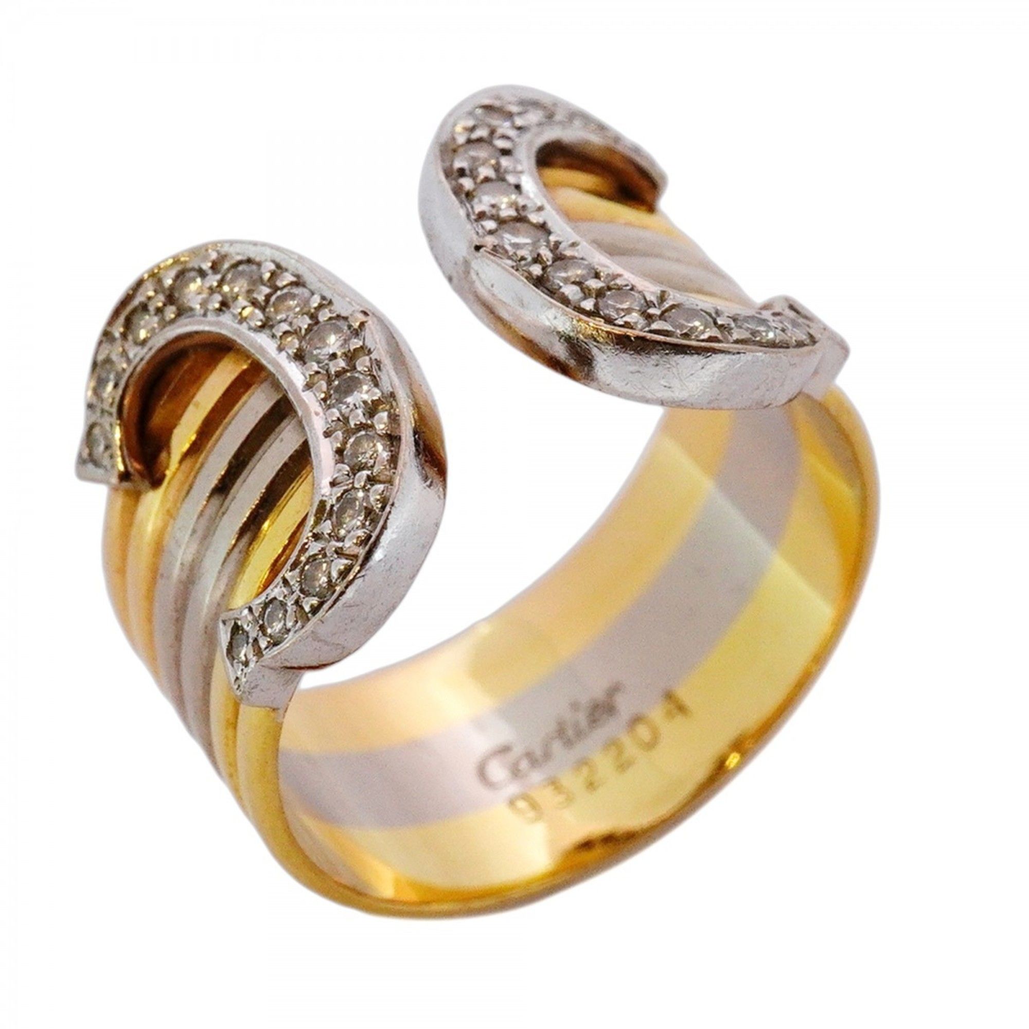 Cartier 2C Ring in 18K Yellow Gold, White Pink and Diamonds, #54, Women's