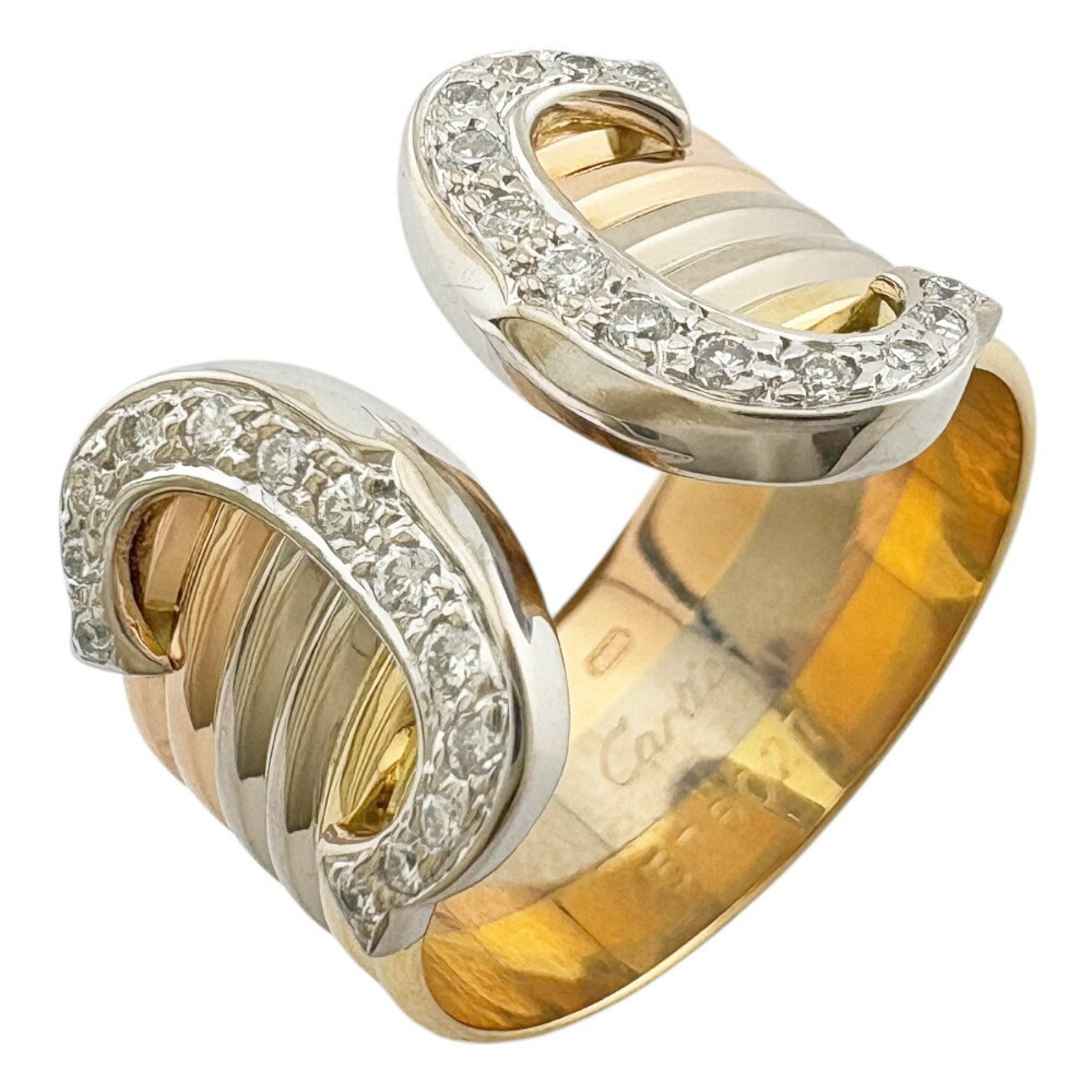 Cartier 2C Ring, Size 16, 18k Gold, Diamond, Women's, CARTIER