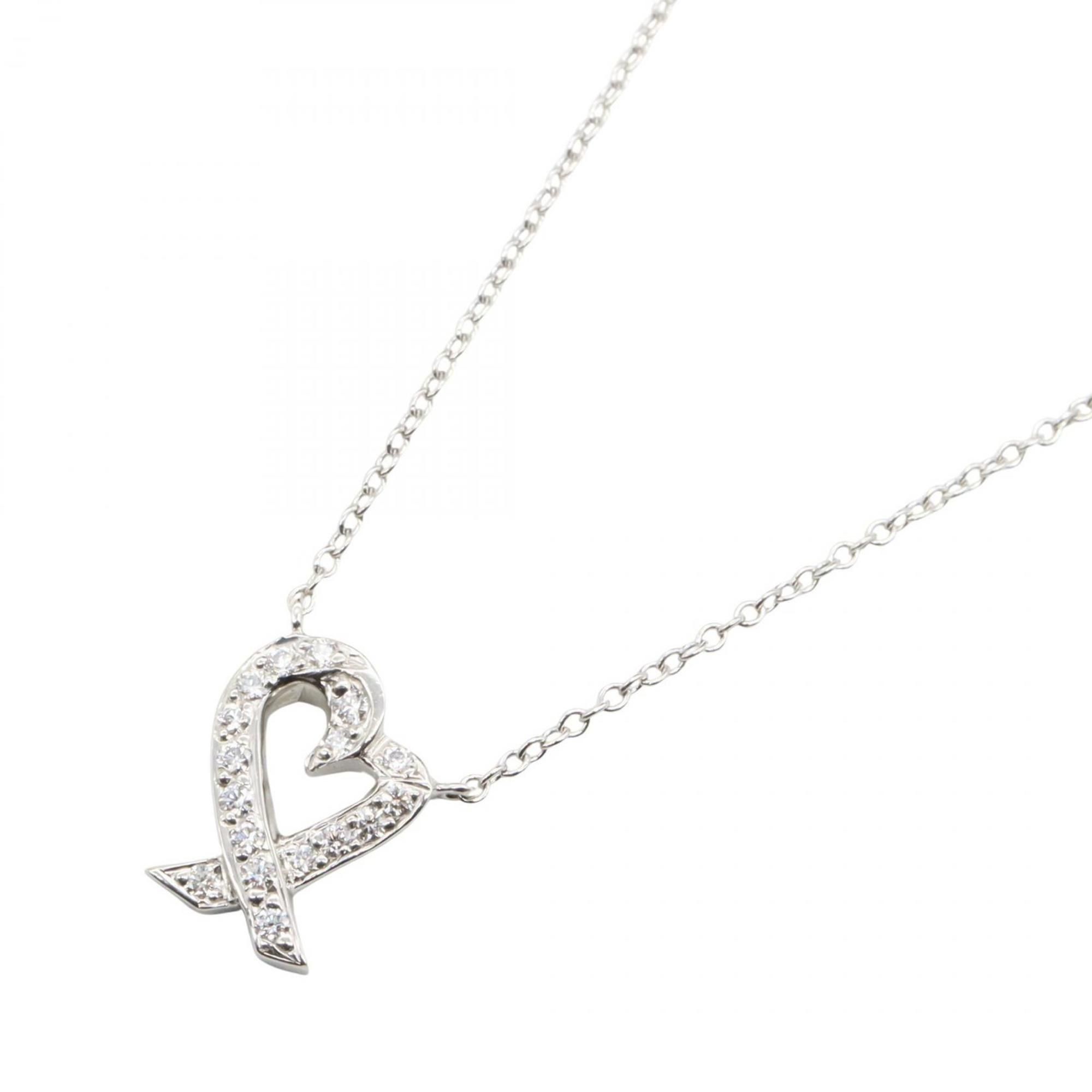 Tiffany & Co. Loving Heart Diamond Necklace in 18K White Gold with Diamonds, Silver, for Women