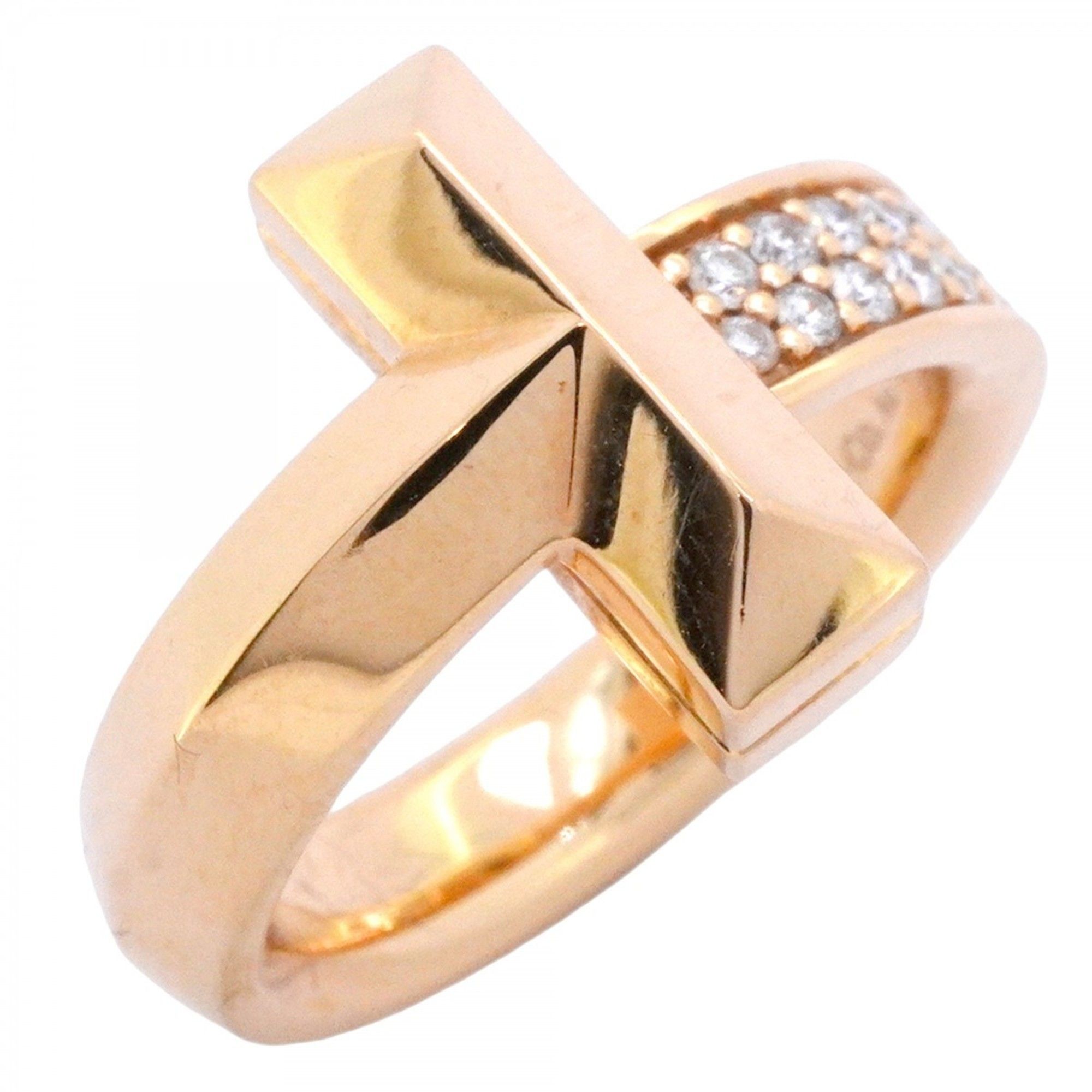 Tiffany T-One Ring, 18KPG Pink Gold with 0.21ct Diamond, Size 9.5, Women's