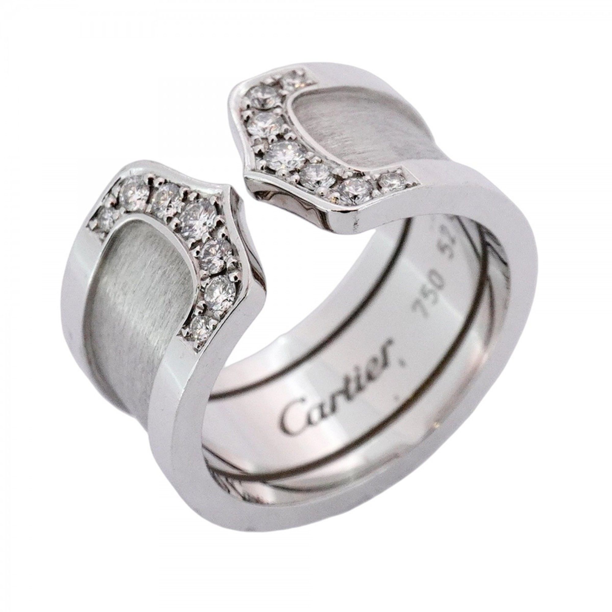 Cartier Ring C2 18KWG White Gold Diamond #52 Women's