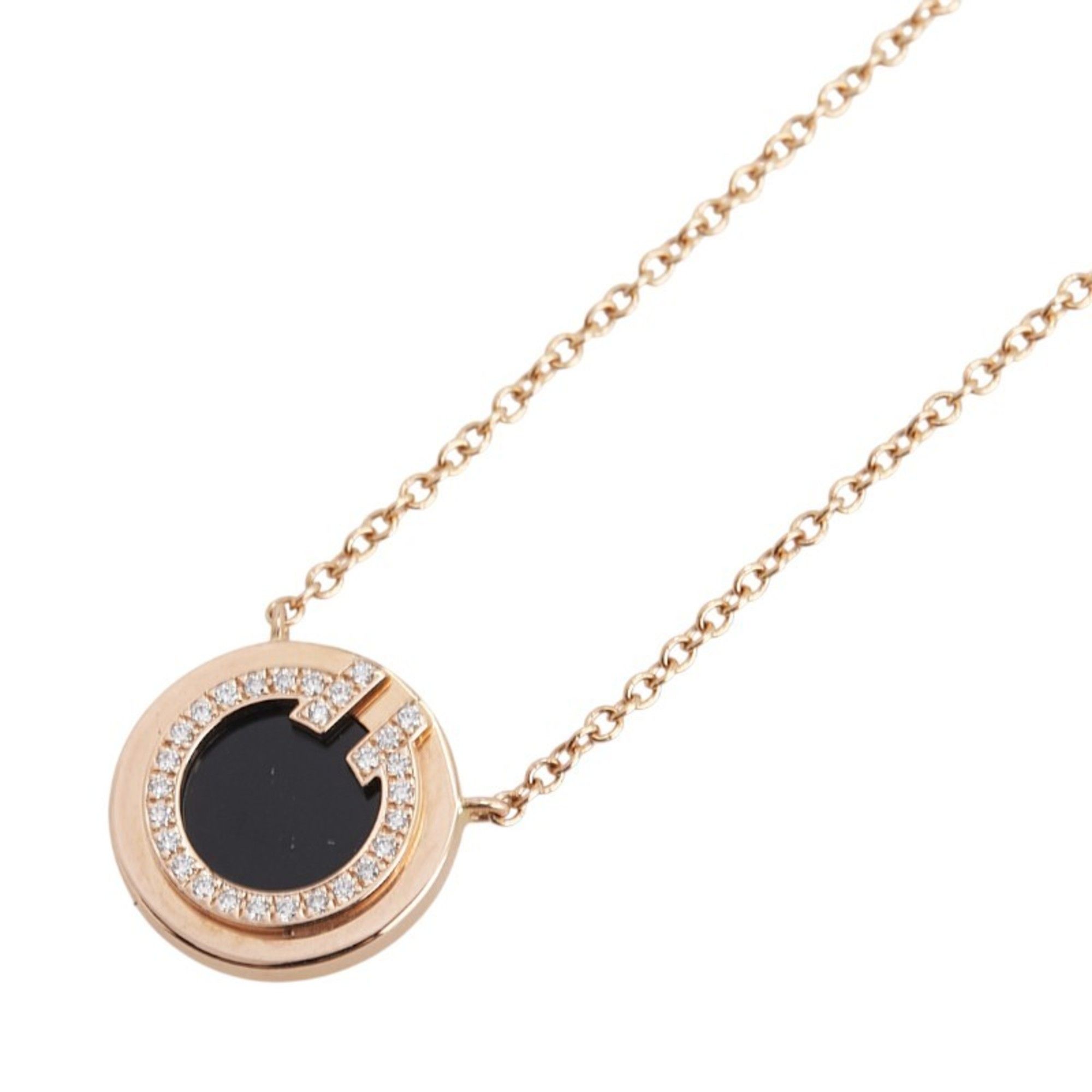 Tiffany T Two Circle Necklace in Gold and Black 18K PG Pink with Onyx. Women's. TIFFANY & Co.