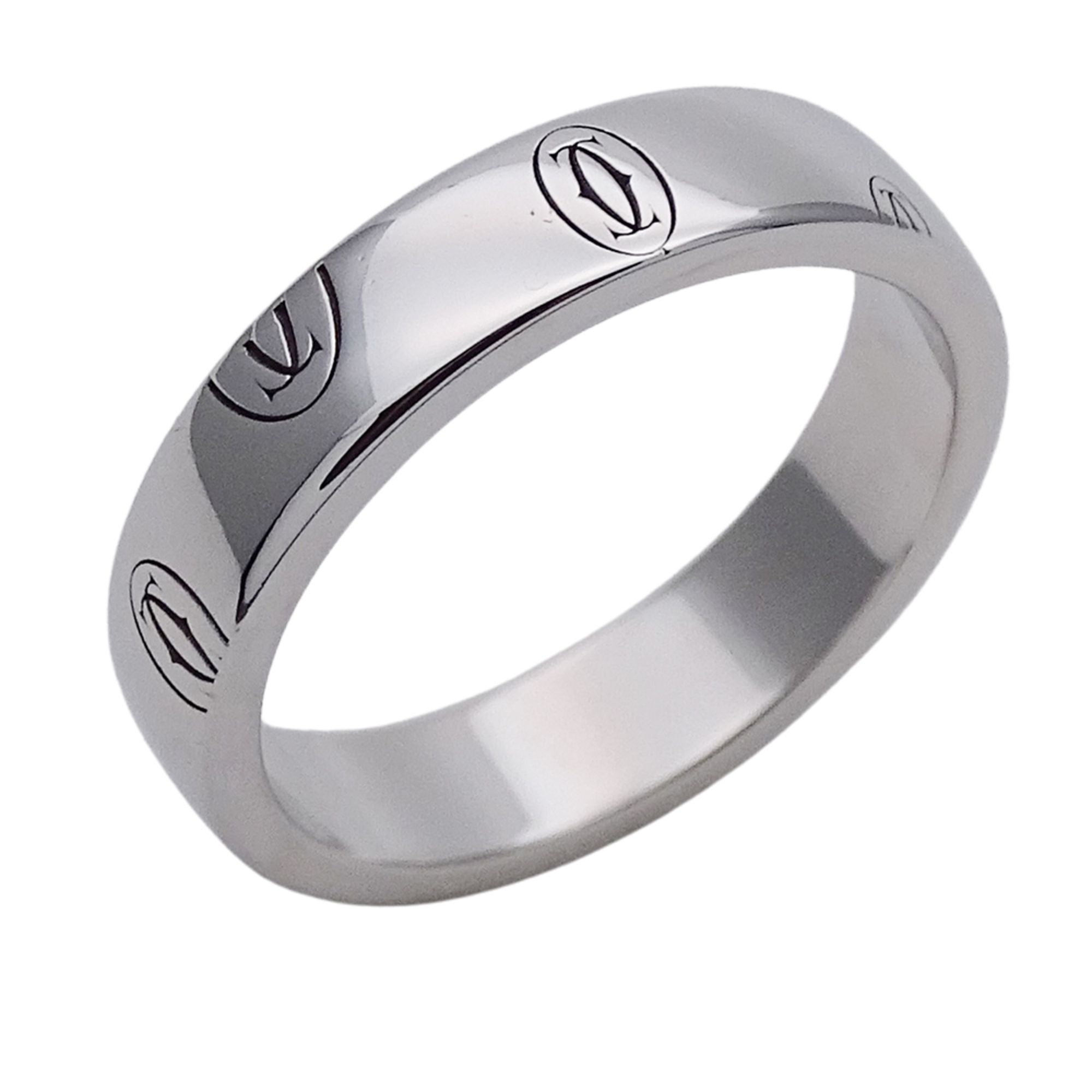 Cartier ring for women, brand name, 750WG Happy Birthday, white gold, #48, approximately size 8, pol
