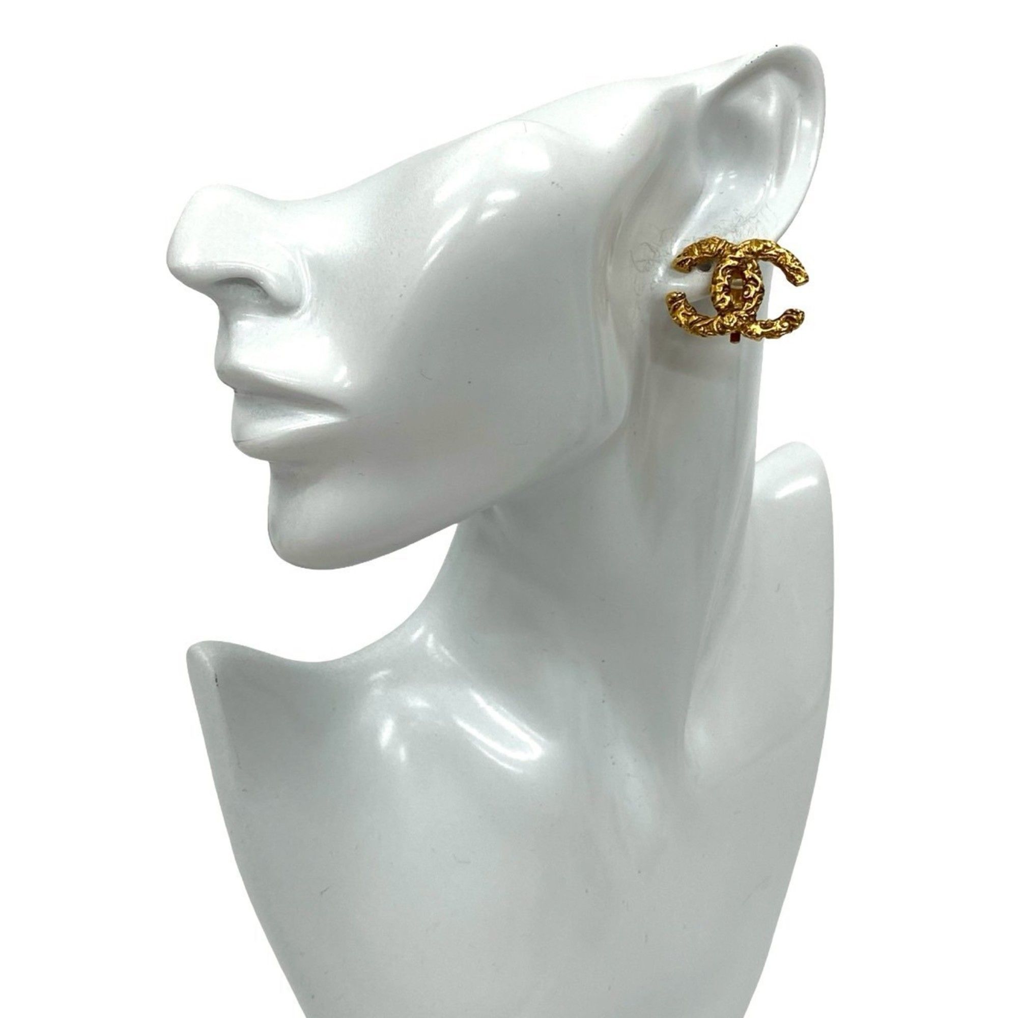 CHANEL Vintage Coco Mark Motif Earrings and Ear Cuffs, Gold, 60447